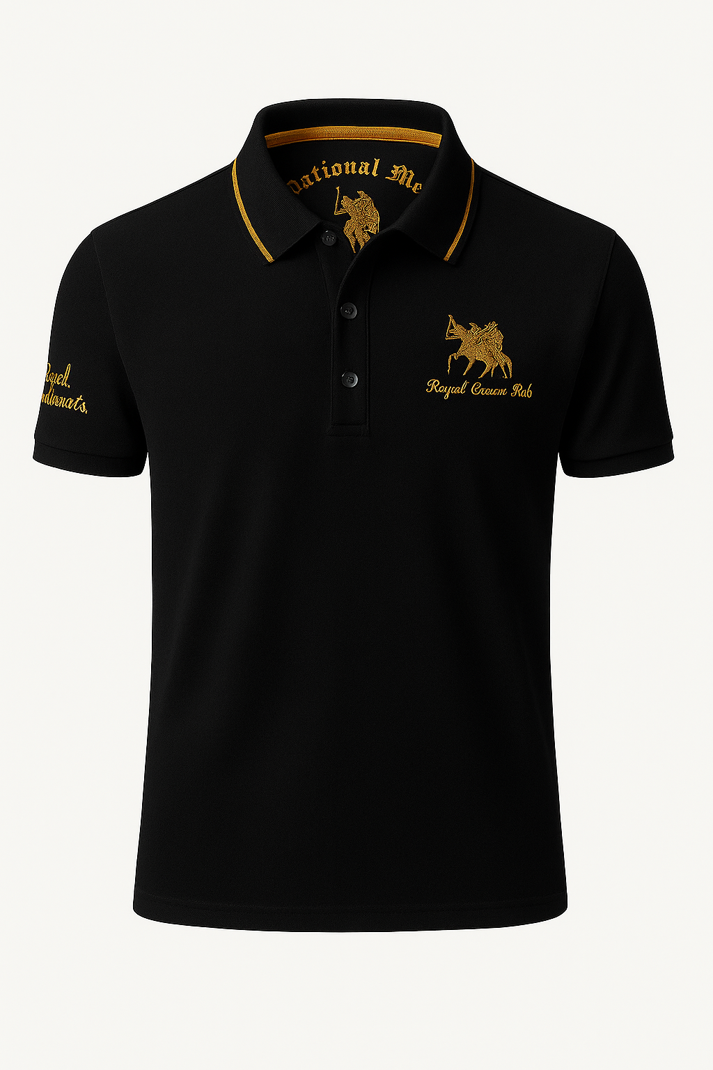 Valerio | Polo elegante con dettagli ricamati a contrasto - Nero - men's polo men's polo shirt polo shirts & polos Shirts und Polos - Concept Palermo