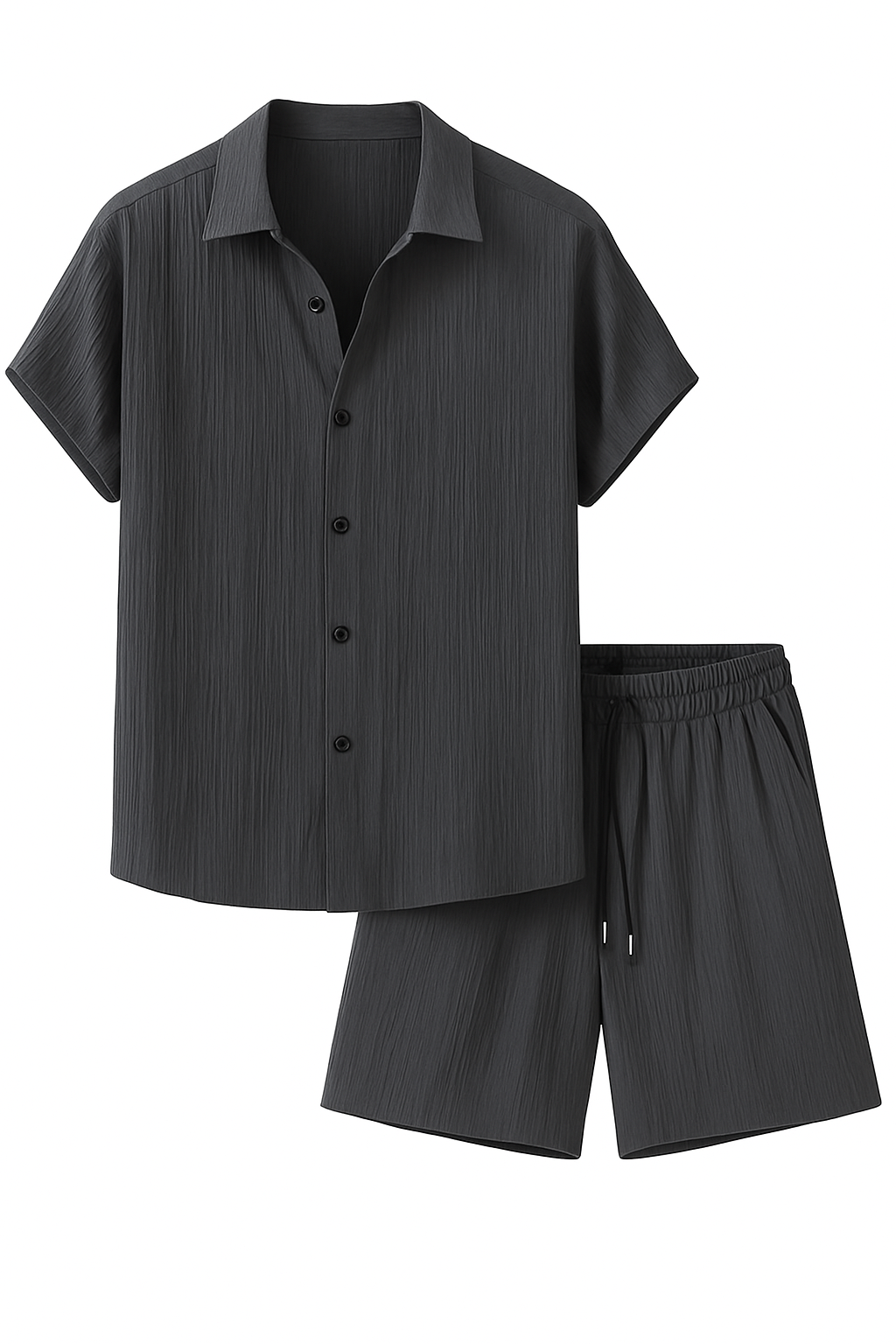 Jenson | Completo Estivo in Tessuto Rigato con Camicia e Pantaloni Coordinati - Grigio scuro - mansuit suits suits and pants - Concept Palermo