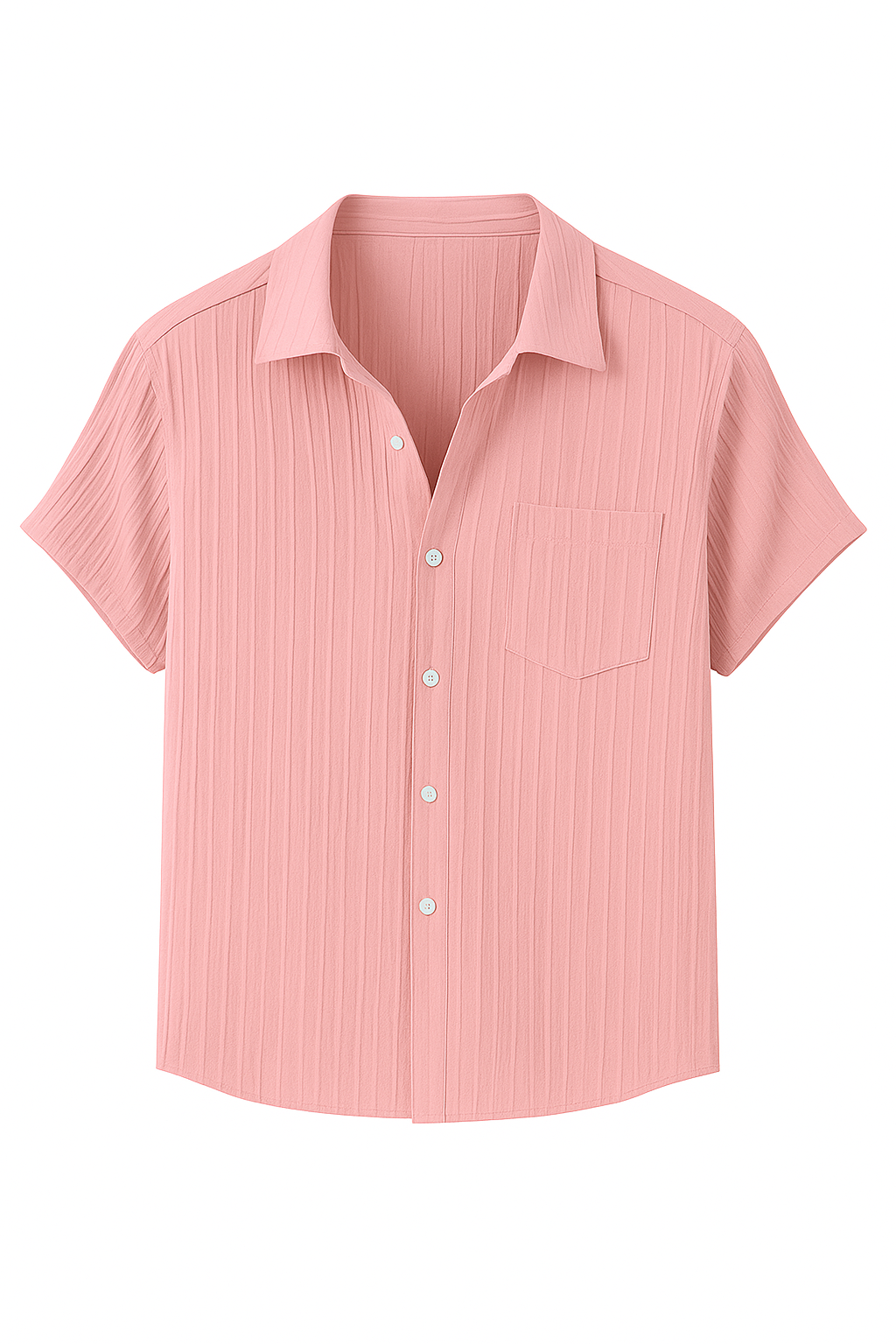 Marco | Camicia Estiva a Coste con Colletto Aperto - Rosa - men's polo men's polo shirt polo shirts & polos - Concept Palermo