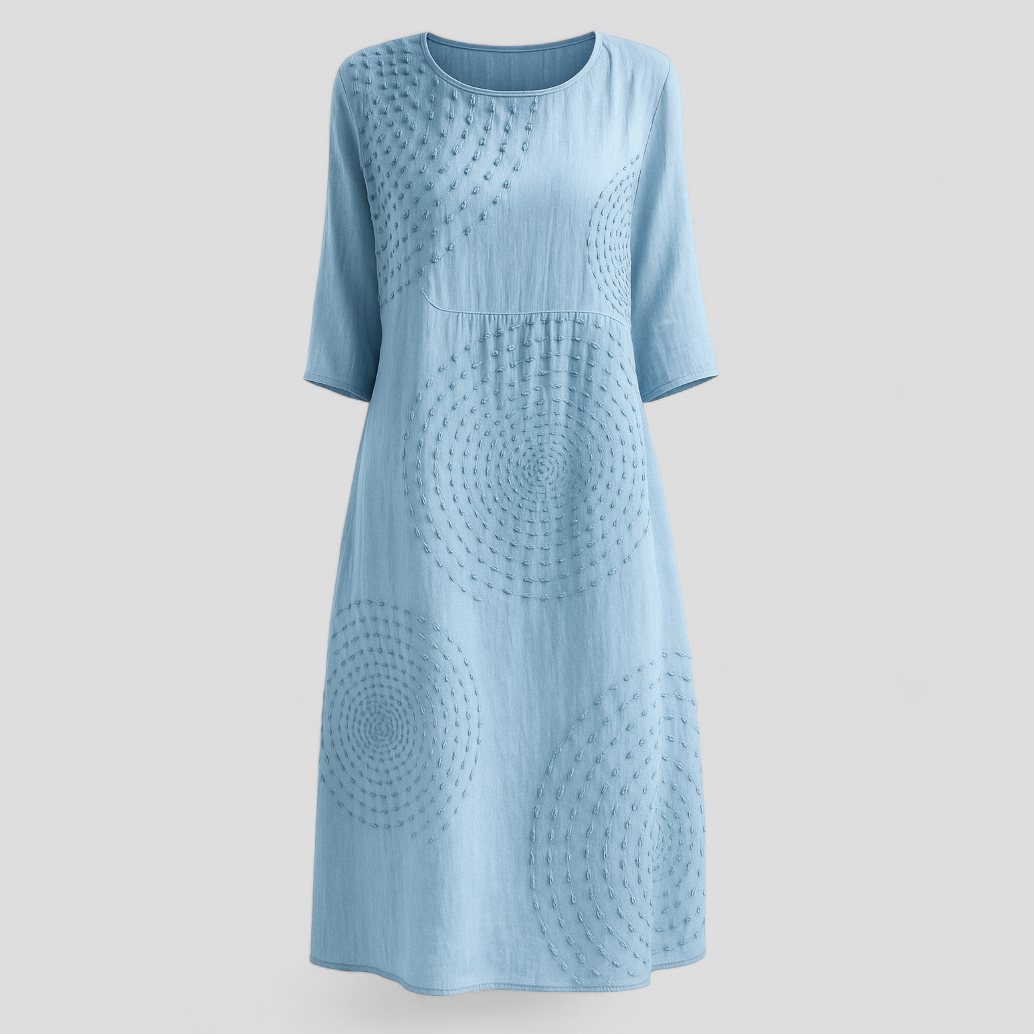 Nevie | Abito Donna Elegante Estivo - Azzurro ghiaccio - abito estivo elegante ideale per ogni occasione look vacanziero maniche al gomito scollo rotondo stile casual taglie disponibili tessuto leggero texture delicata versatile - Concept Palermo