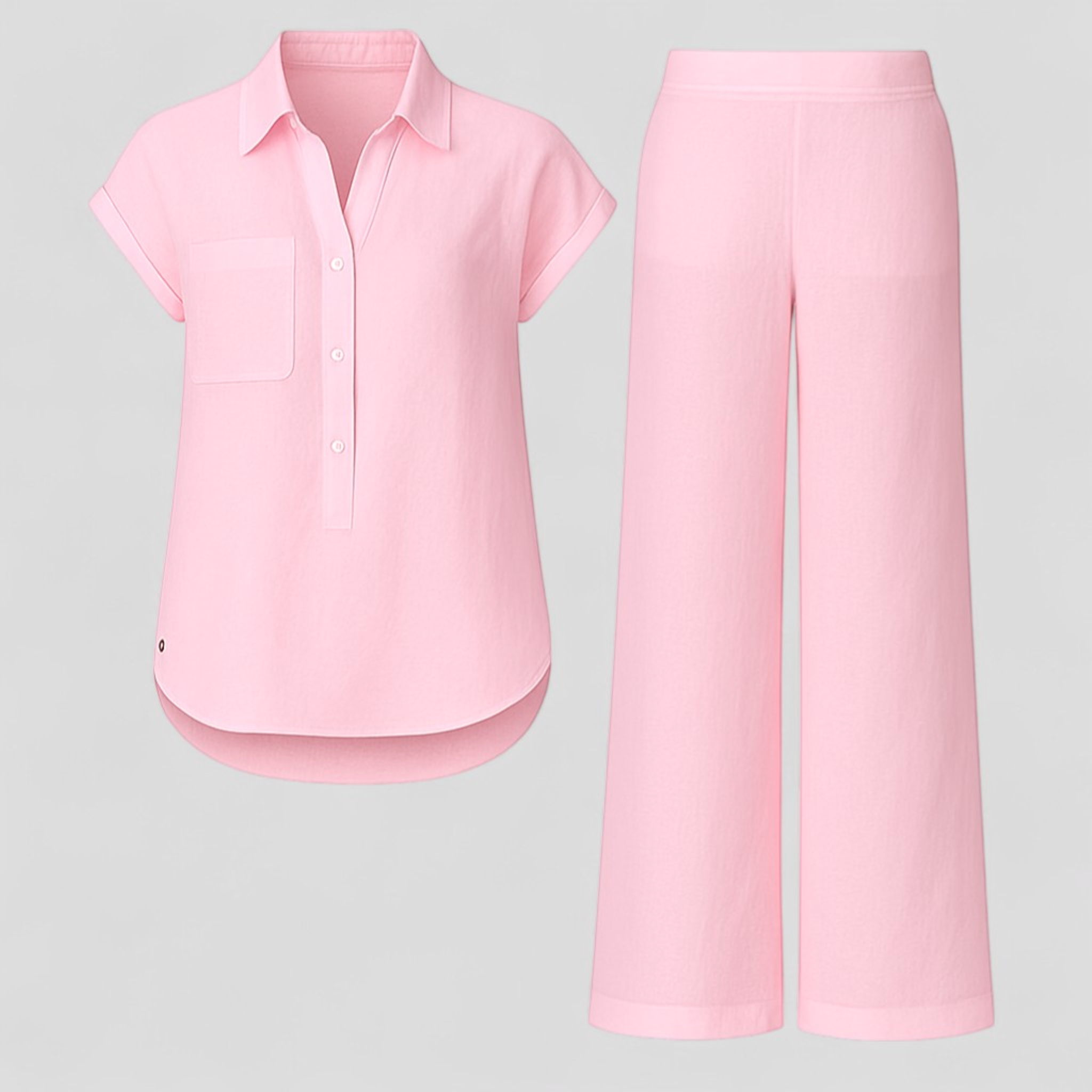 Ismeralda | Completo Donna Elegante Estivo in Poliestere - Rosa - Abbigliamento Donna Comodo e Traspirante Completo Estivo Completo in Lino Cura Facile Design Elegante Moda Estate Outfit Estivo Style Casual Vacanze Estive - Concept Palermo