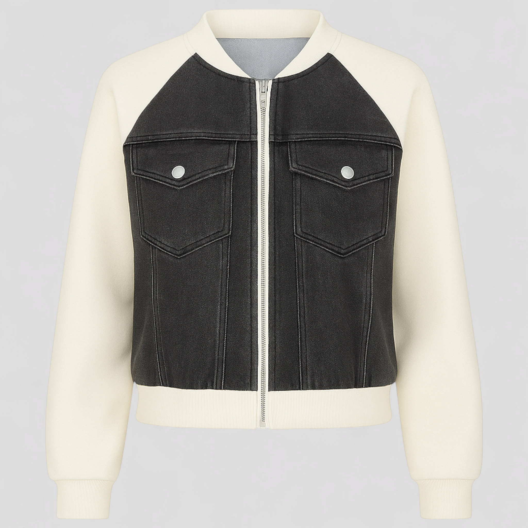 Silvana | Giacca Donna Denim Versatile - bianco-nero - abbigliamento femminile denim jacket women donna giacca giacca casual giacca cotone giacca creativa giacca denim giacca denim colore giacca denim versatile giacca donna trendy giacca in denim giacca moda donna giacca spandex - Concept Palermo