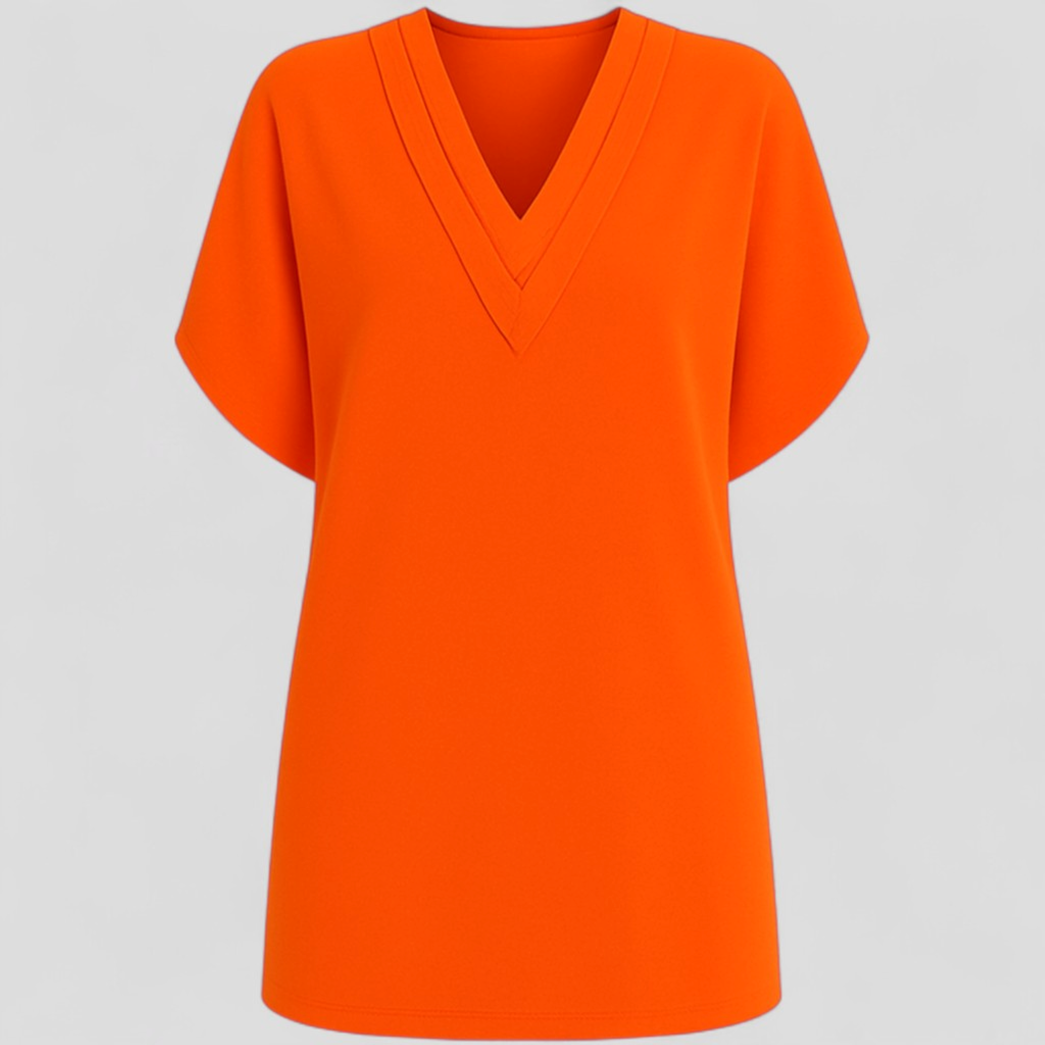 Elvera | Abito Elegante Donna con V-Hals - Arancione - abito comfy abito con tummy control abito da donna abito elegante abito taglie forti abito V-hals abito versatile moda donna vestito casual vestito da sera - Concept Palermo
