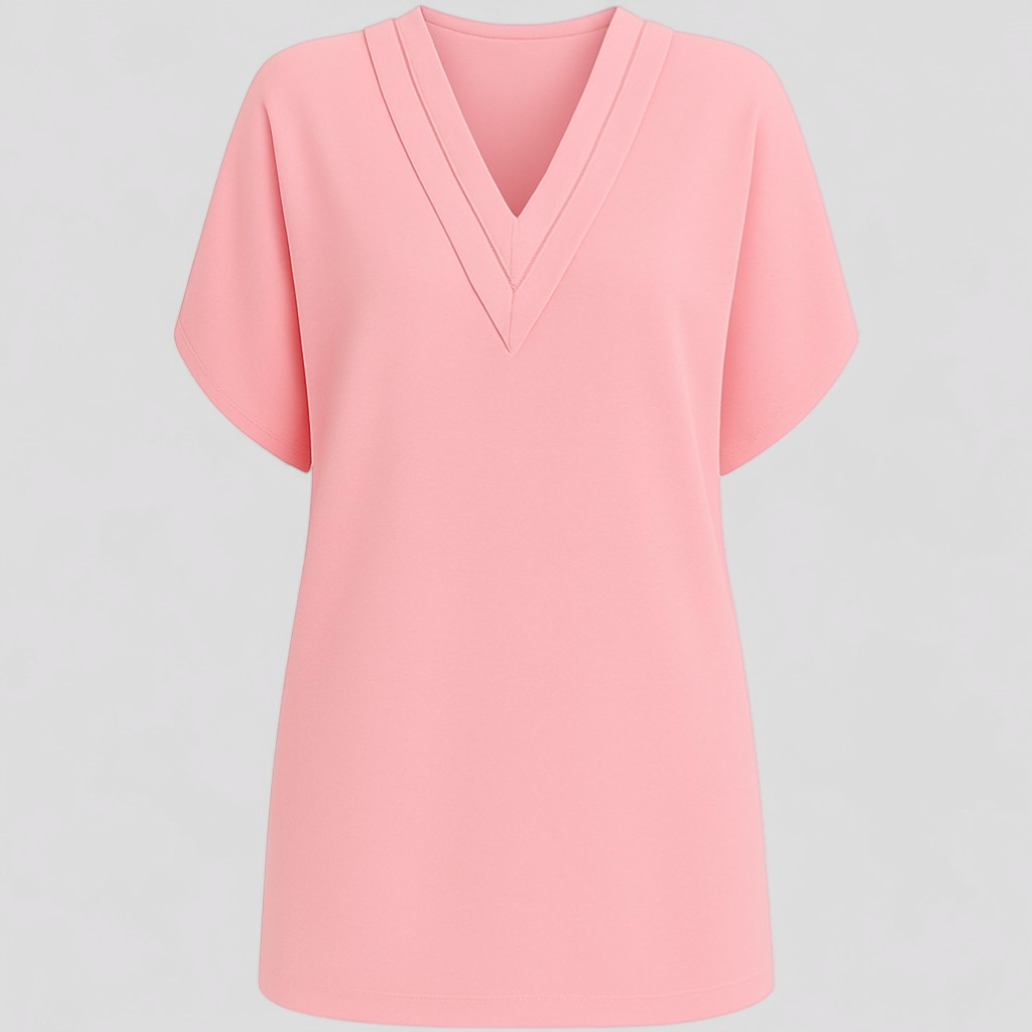 Elvera | Abito Elegante Donna con V-Hals - Rosa - abito comfy abito con tummy control abito da donna abito elegante abito taglie forti abito V-hals abito versatile moda donna vestito casual vestito da sera - Concept Palermo