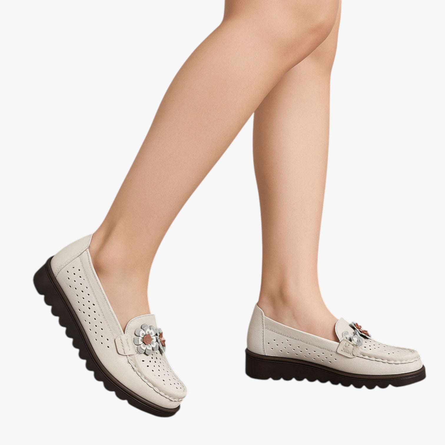 Annie | Mocassini estivi in pelle - Comodità e freschezza con eleganti dettagli floreali - - shoes Shoes women summer shoes - Concept Palermo