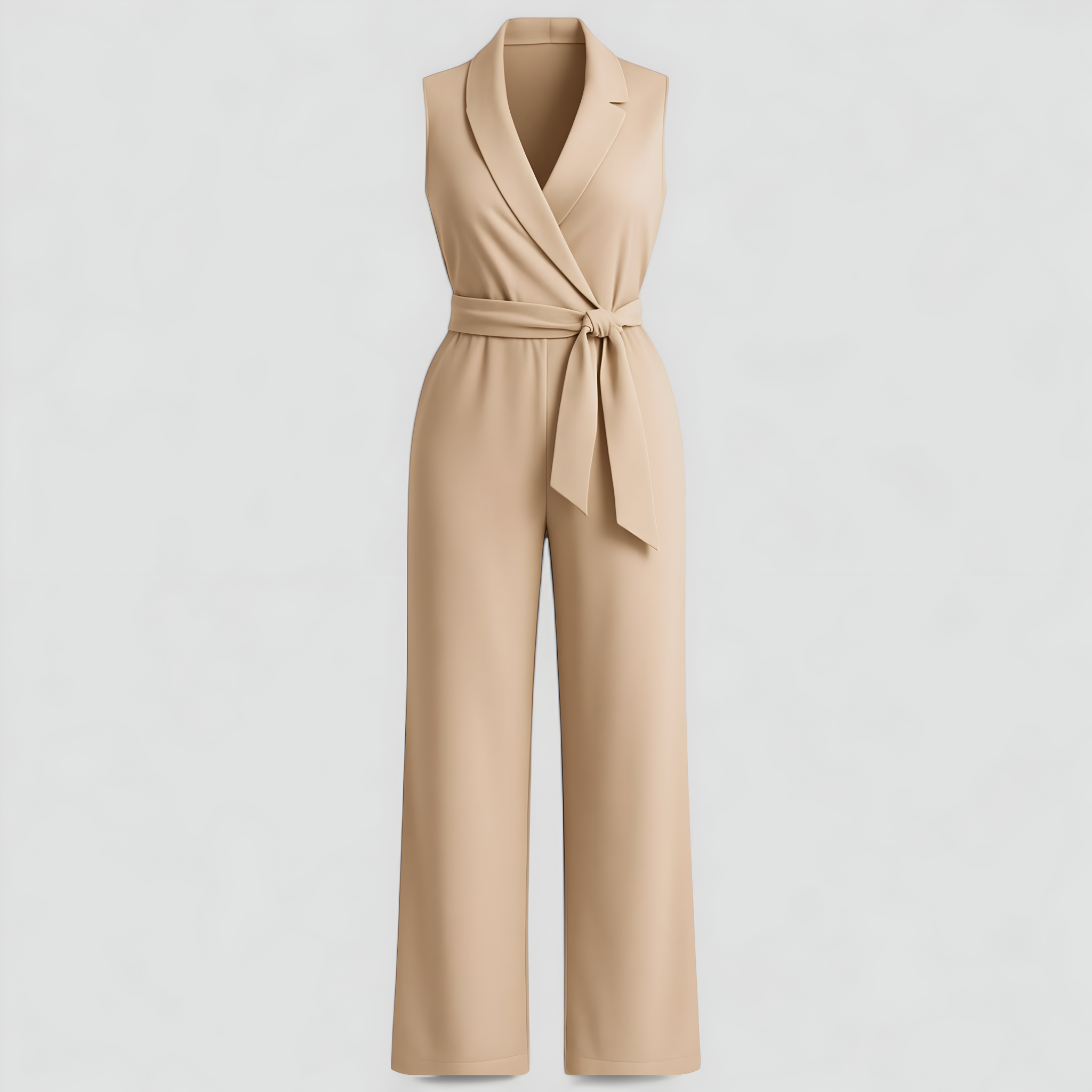 Aela | Salopette Donna Elegante Senza Maniche V-Neck - Cachi - abbigliamento elegante fashion primavera jumpsuit premium moda donna outfit casual salopette elegante salopette femminile salopette senza maniche salopette V-Neck vestiti per eventi - Concept Palermo