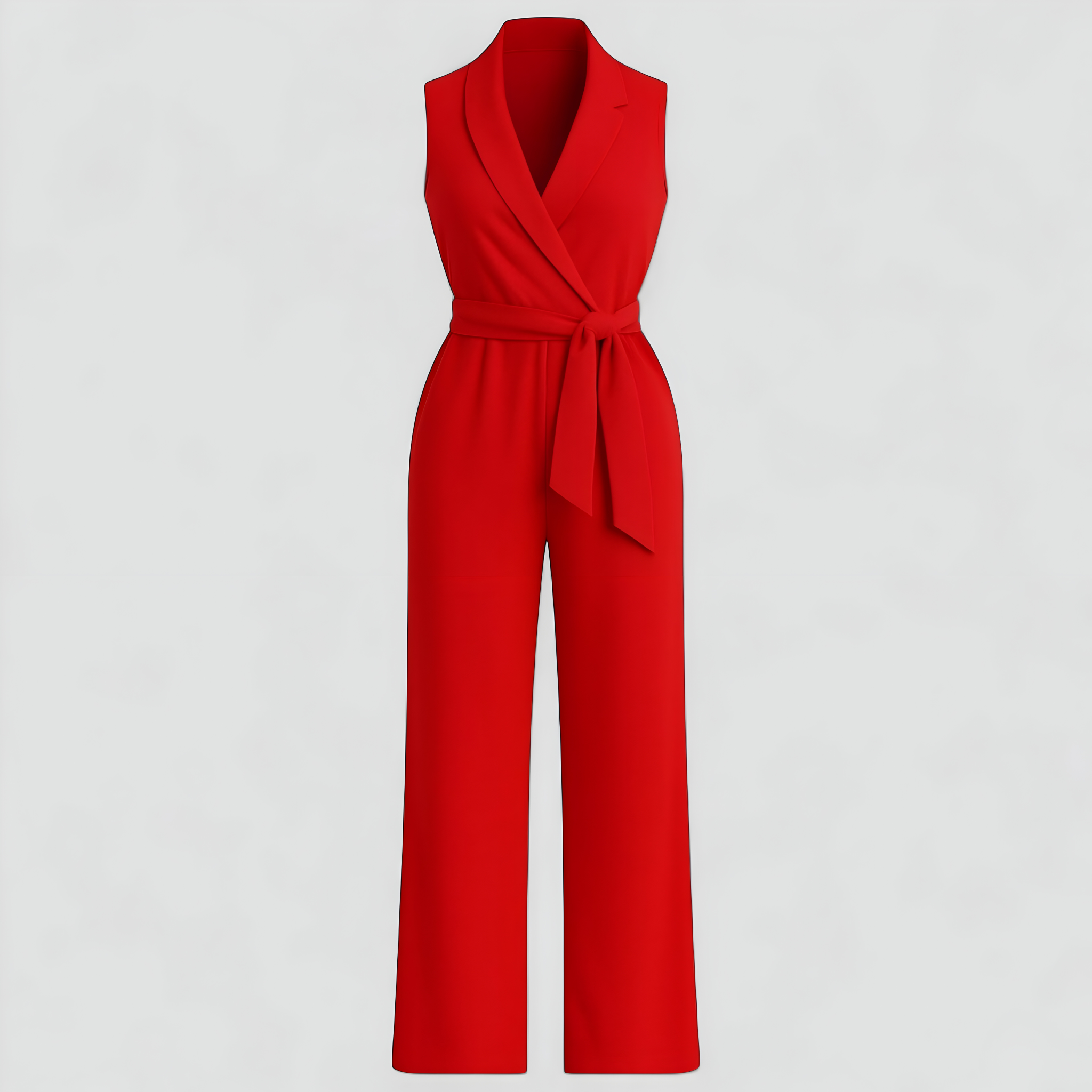 Aela | Salopette Donna Elegante Senza Maniche V-Neck - Rosso - abbigliamento elegante fashion primavera jumpsuit premium moda donna outfit casual salopette elegante salopette femminile salopette senza maniche salopette V-Neck vestiti per eventi - Concept Palermo