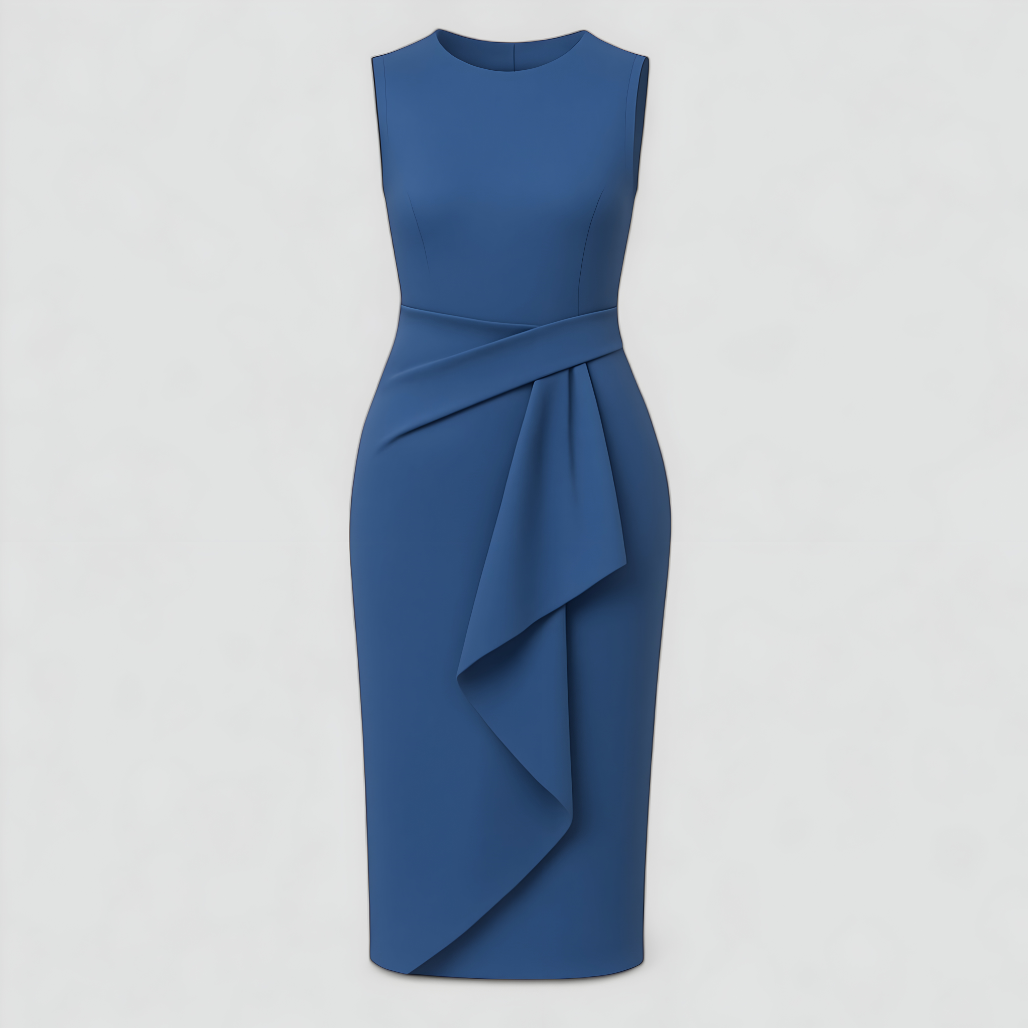 Arica | Vestito Elegante da Donna - Blu - abito da sera abito plissettato fashion femminile moda donna scollo rotondo tessuto elasticizzato vestito elegante vestito elegante da donna vestito estivo vestito slim-fit - Concept Palermo