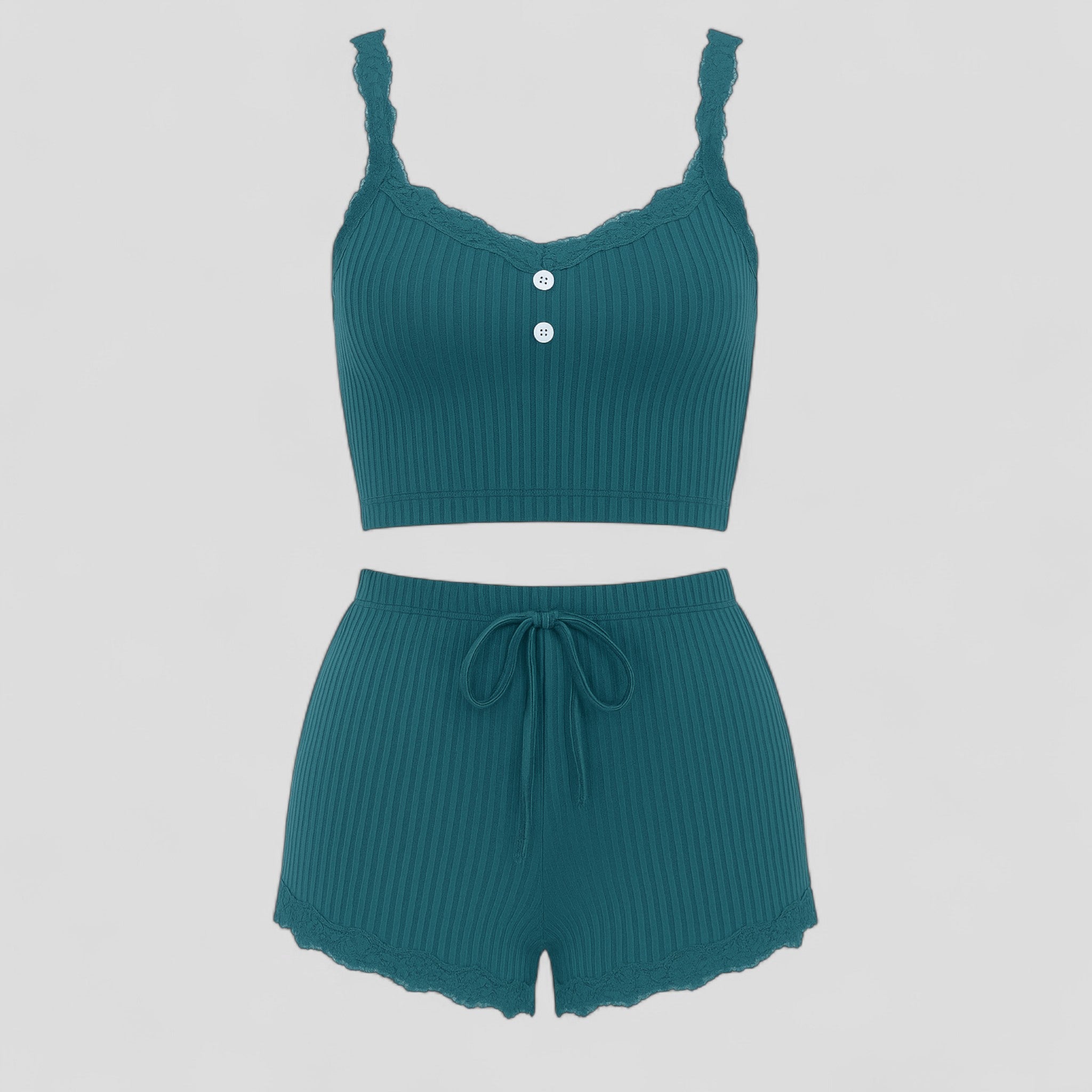 Aneth | Pigiama Donna Estivo Comodo e Elegante - Verde senape - abbigliamento notte pigiama comodo pigiama cotone pigiama donna pigiama elegante pigiama estate pigiama traspirante pijamas donna set pigiama estivo sleepwear estivo - Concept Palermo