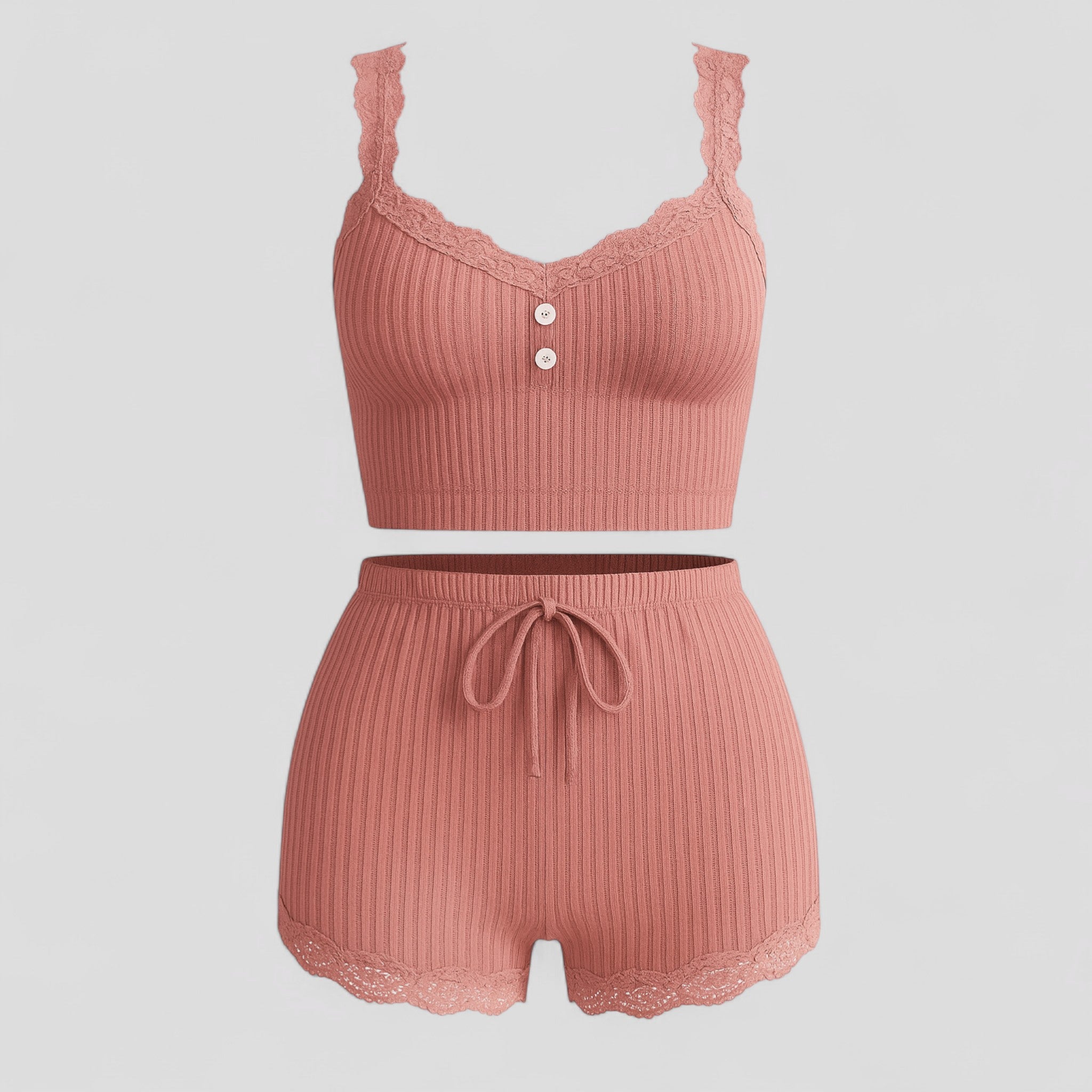 Aneth | Pigiama Donna Estivo Comodo e Elegante - Rosa - abbigliamento notte pigiama comodo pigiama cotone pigiama donna pigiama elegante pigiama estate pigiama traspirante pijamas donna set pigiama estivo sleepwear estivo - Concept Palermo