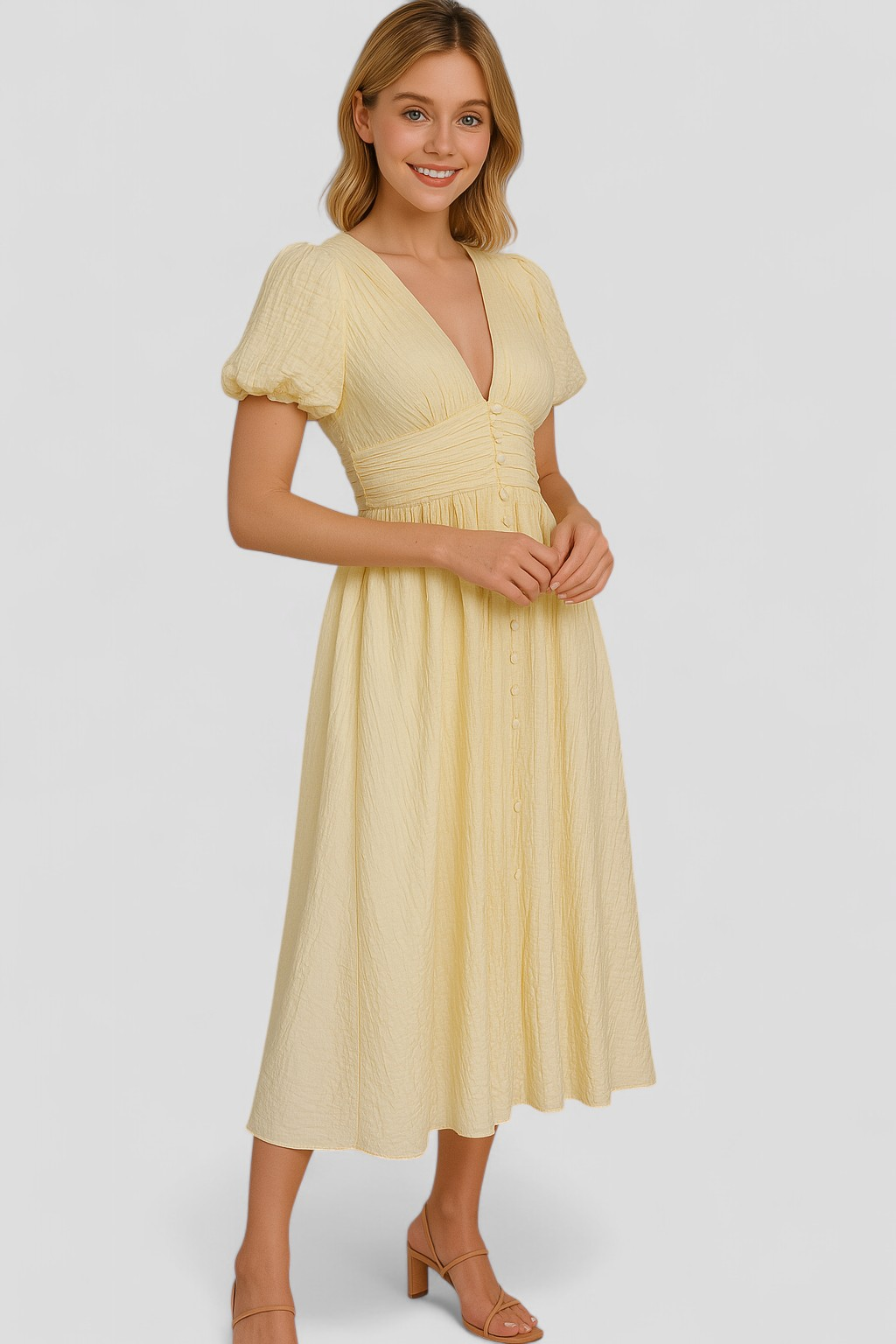 Giselle| Abito Donna Maxi Elegante - - abito da donna abito estivo abito fantastico abito leggero abito maxi abito romantico maxi dress vestito con maniche a sbuffo vestito elegante vestito per eventi - Concept Palermo