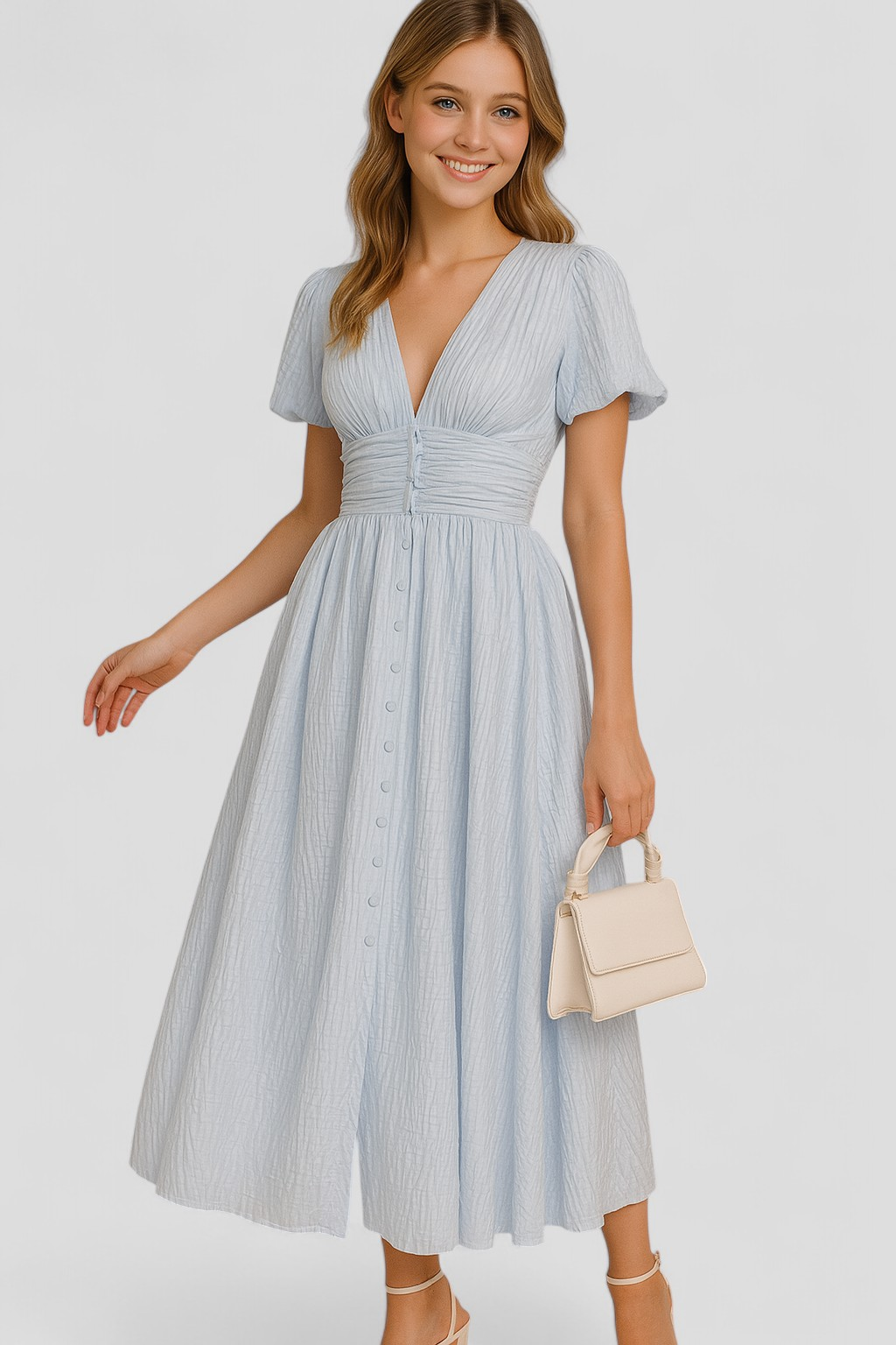Giselle| Abito Donna Maxi Elegante - - abito da donna abito estivo abito fantastico abito leggero abito maxi abito romantico maxi dress vestito con maniche a sbuffo vestito elegante vestito per eventi - Concept Palermo