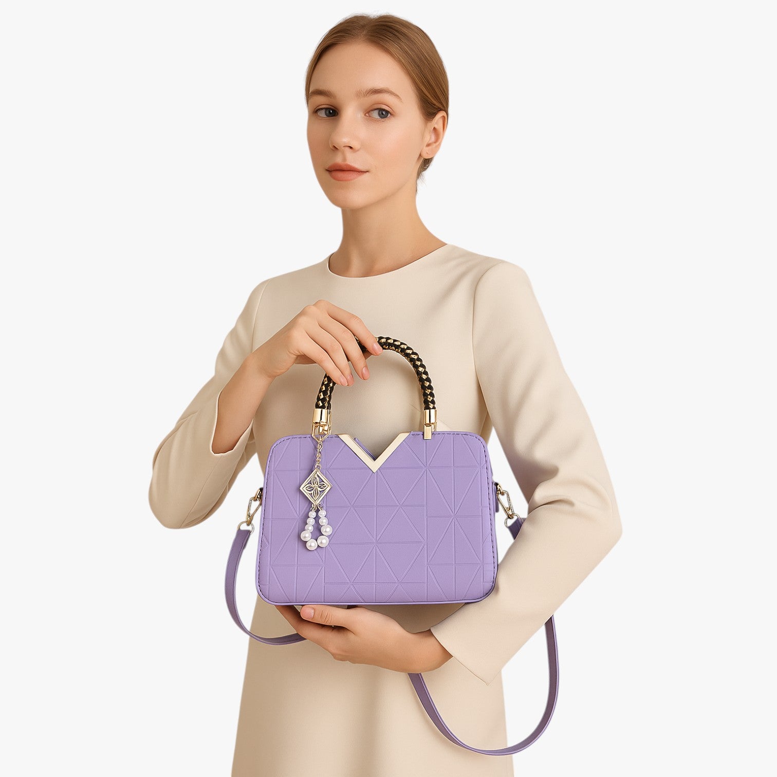Pamela | Autumn Chic - Elegante borsa con cerniera e perle - - Bags women bags Women's handbags - Concept Palermo