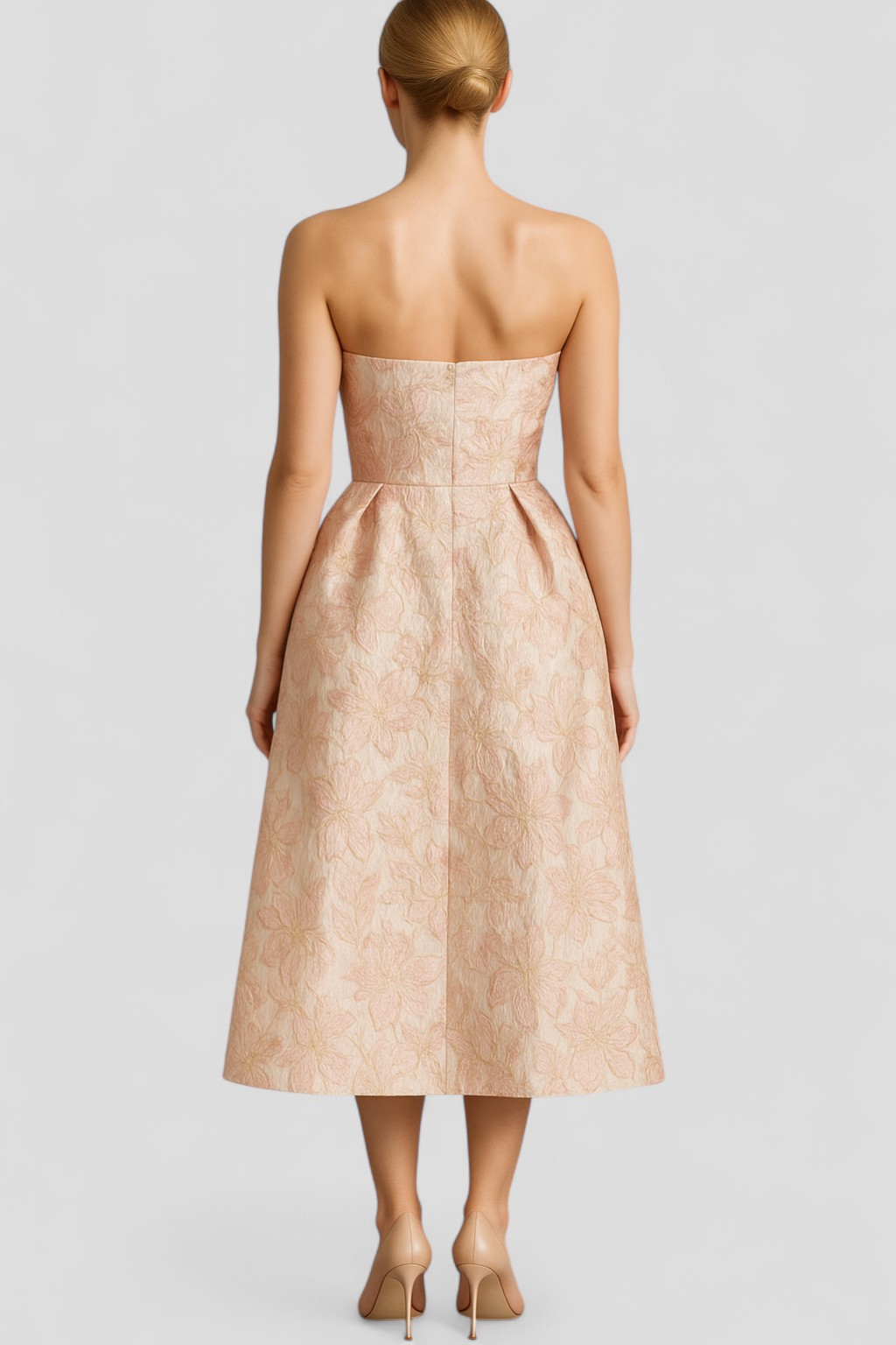 Paola | Abito Estivo Floreale Senza Spalline Donna - - abbigliamento estivo donna abito da cerimonia estiva abito estivo elegante abito formale floreale abito jacquard A-Line abito versatile feste outfit estivo donna vestito elegante da matrimonio vestito floreale senza spalline vestito senza maniche - Concept Palermo
