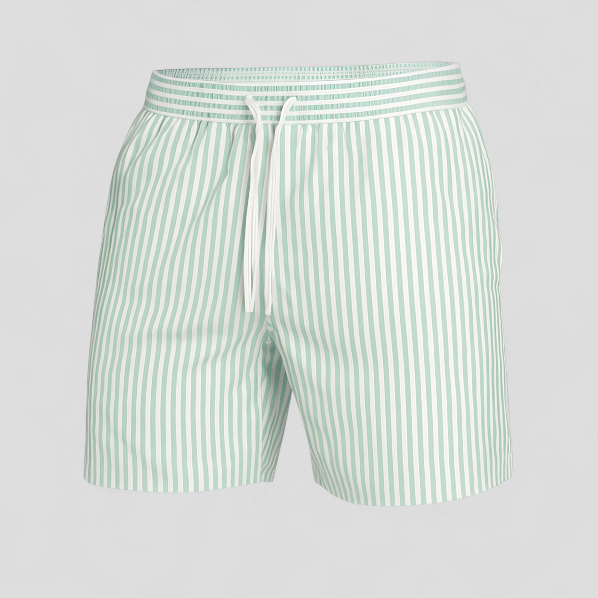 Nico | Costume Uomo Stripes Confortevole Estivo - Verde chiaro - abbigliamento piscina costumi a righe costumi da bagno uomo costumi da mare costumi da spiaggia costumi estivi moda estiva shorts da bagno stile marittimo tessuto ad asciugatura rapida - Concept Palermo