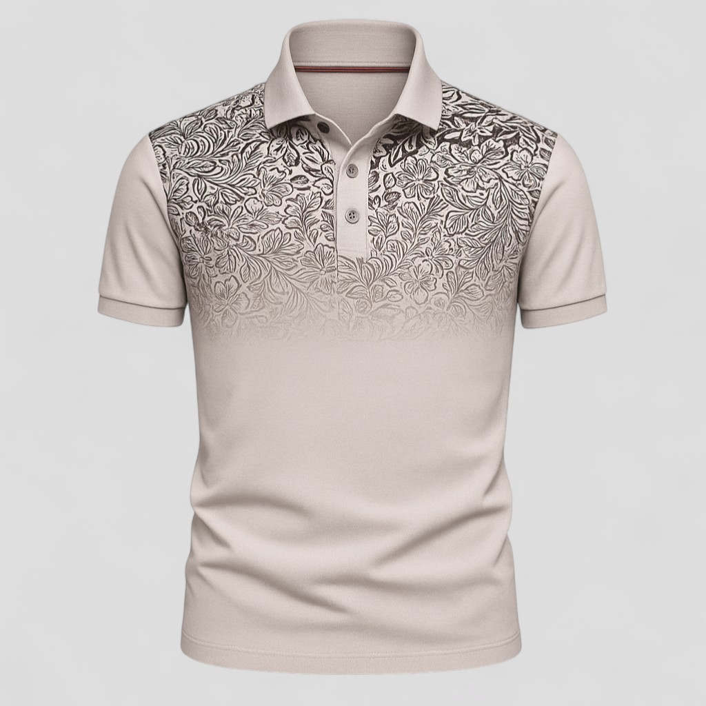 Fabio | Polo Uomo Manica Corta Estiva Stile Gradiente - Khaki - abbigliamento casual uomo camicia estiva polo comfort e traspirabilità polo cotone misto polo estiva uomo polo lavabile in lavatrice polo maniche corte polo moda estate polo stampa gradiente polo trendy - Concept Palermo