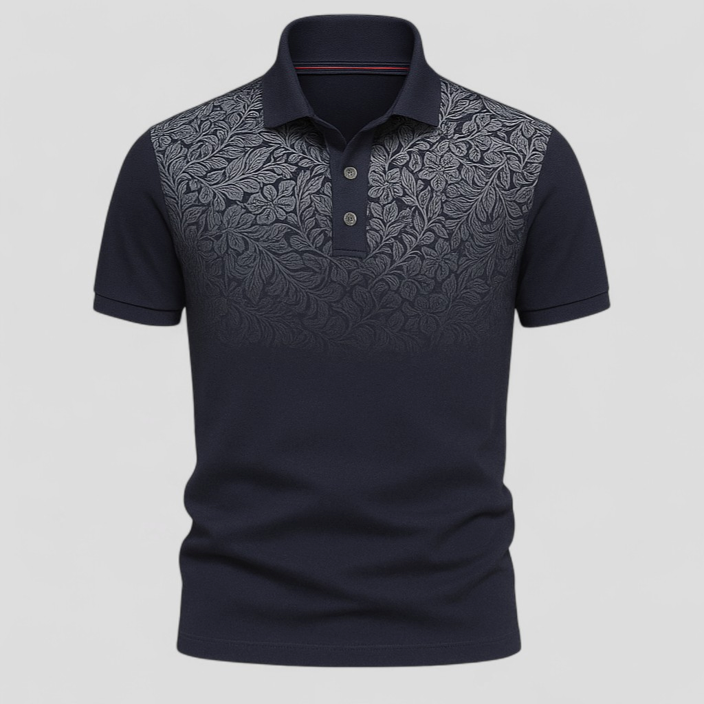 Fabio | Polo Uomo Manica Corta Estiva Stile Gradiente - Navy - abbigliamento casual uomo camicia estiva polo comfort e traspirabilità polo cotone misto polo estiva uomo polo lavabile in lavatrice polo maniche corte polo moda estate polo stampa gradiente polo trendy - Concept Palermo