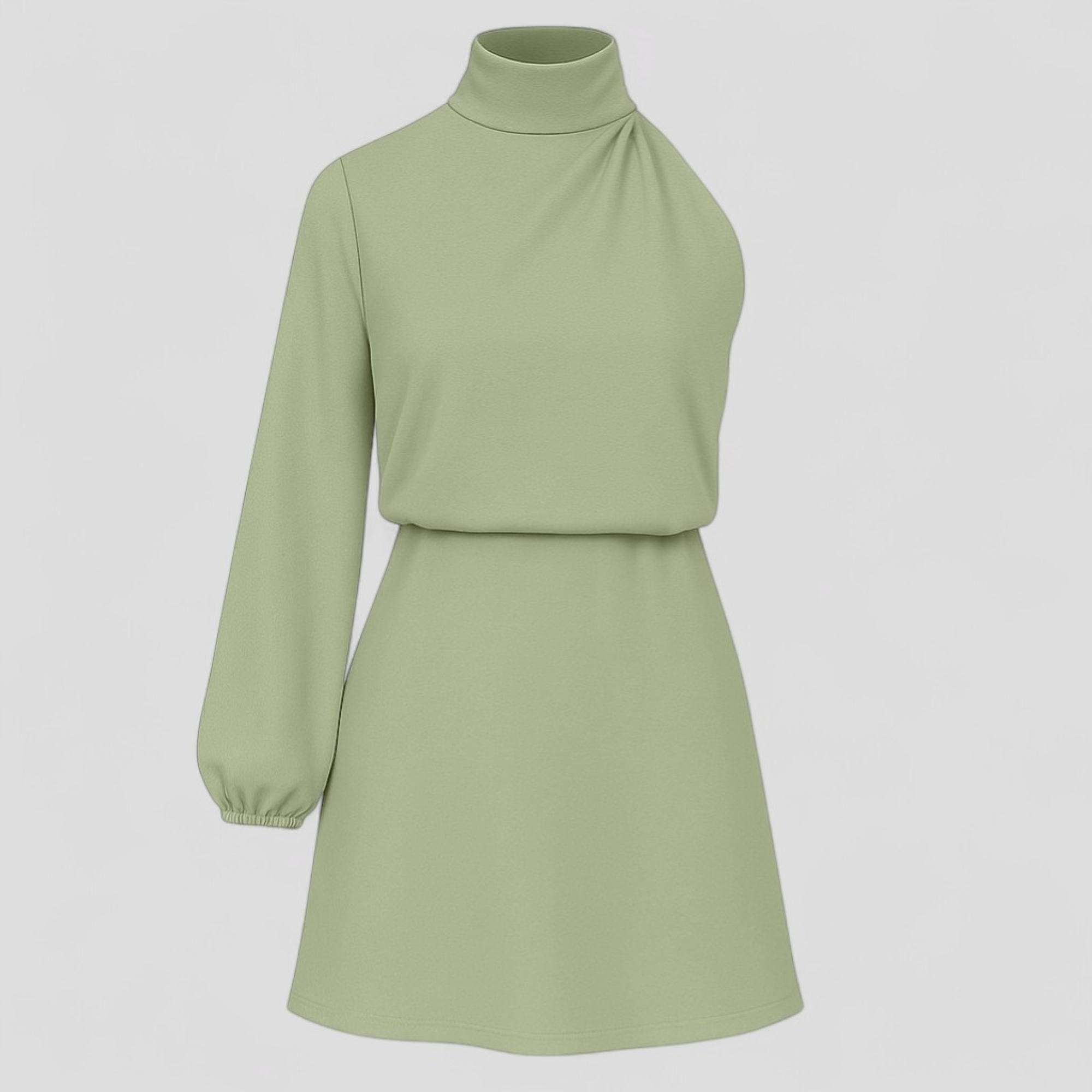 Merzia | Abito monospalla in poliestere – Eleganza con un tocco moderno - Verde salvia - AI Dresses Sale - Concept Palermo