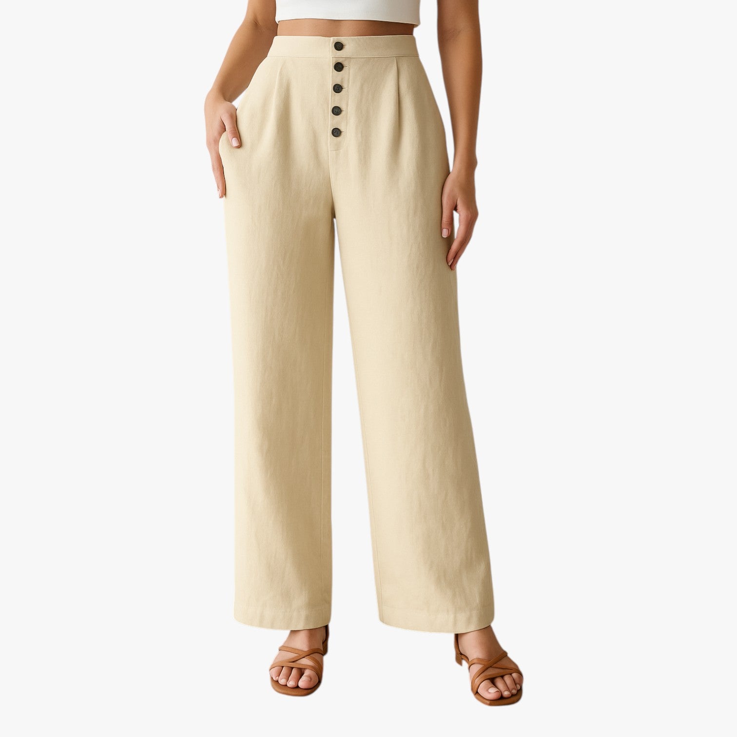 Vannesa | Pantaloni estivi da donna - Freschi, comodi e antipiega in lino e cotone - - linen pants pants pants for women women pants - Concept Palermo