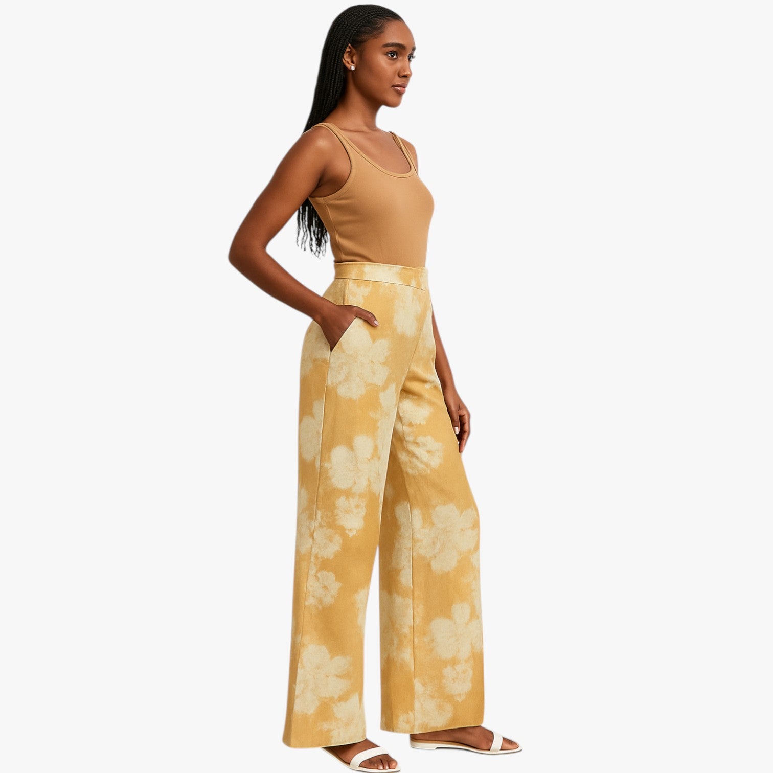 Ysabelle | Pantaloni dritti con stampa floreale romantica - - clothing long pants mid waist non-stretch pants pants for women regular fit women women pants woven fabric - Concept Palermo