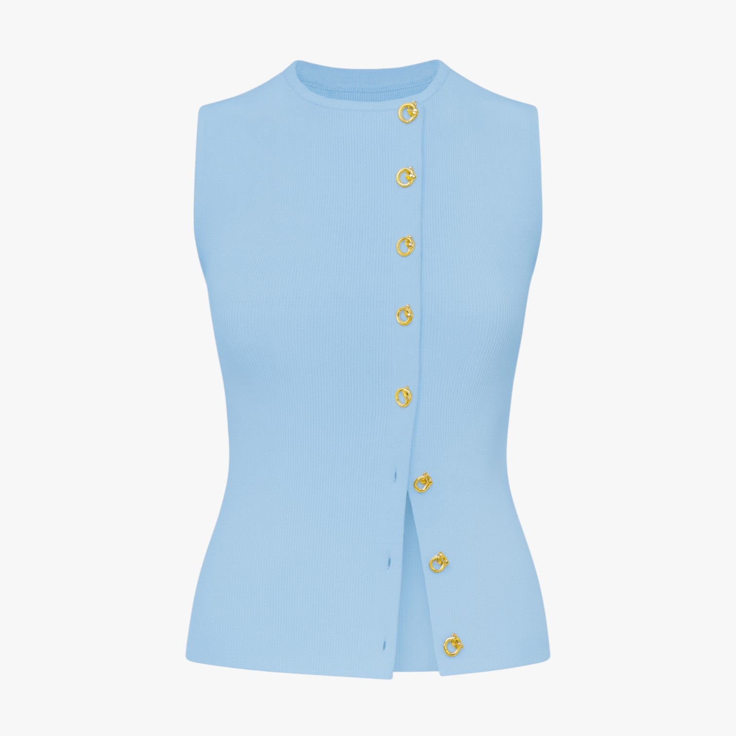 Agnes | Gilet con bottoni asimmetrici - Celeste - regular fit slight stretch spring summer sweaters & cardigans women women clothes yellow - Concept Palermo