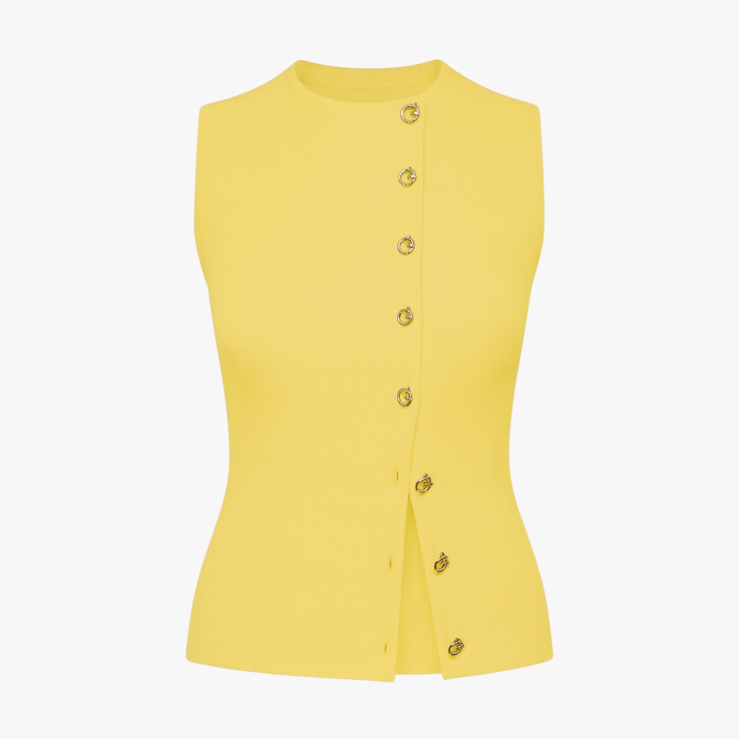 Agnes | Gilet con bottoni asimmetrici - Giallo - regular fit slight stretch spring summer sweaters & cardigans women women clothes yellow - Concept Palermo