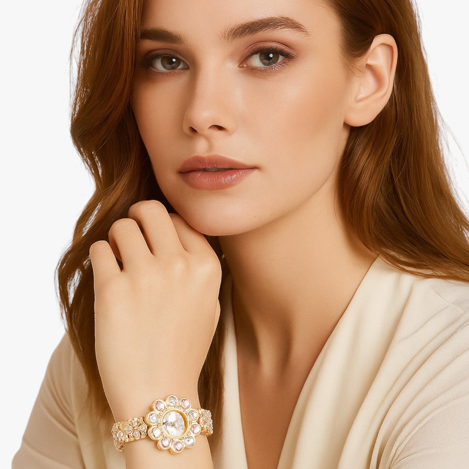 Lilliana | Elegante orologio con quadrante a fiori in cristallo - - female watch ladies watch watch watch for women watches - Concept Palermo