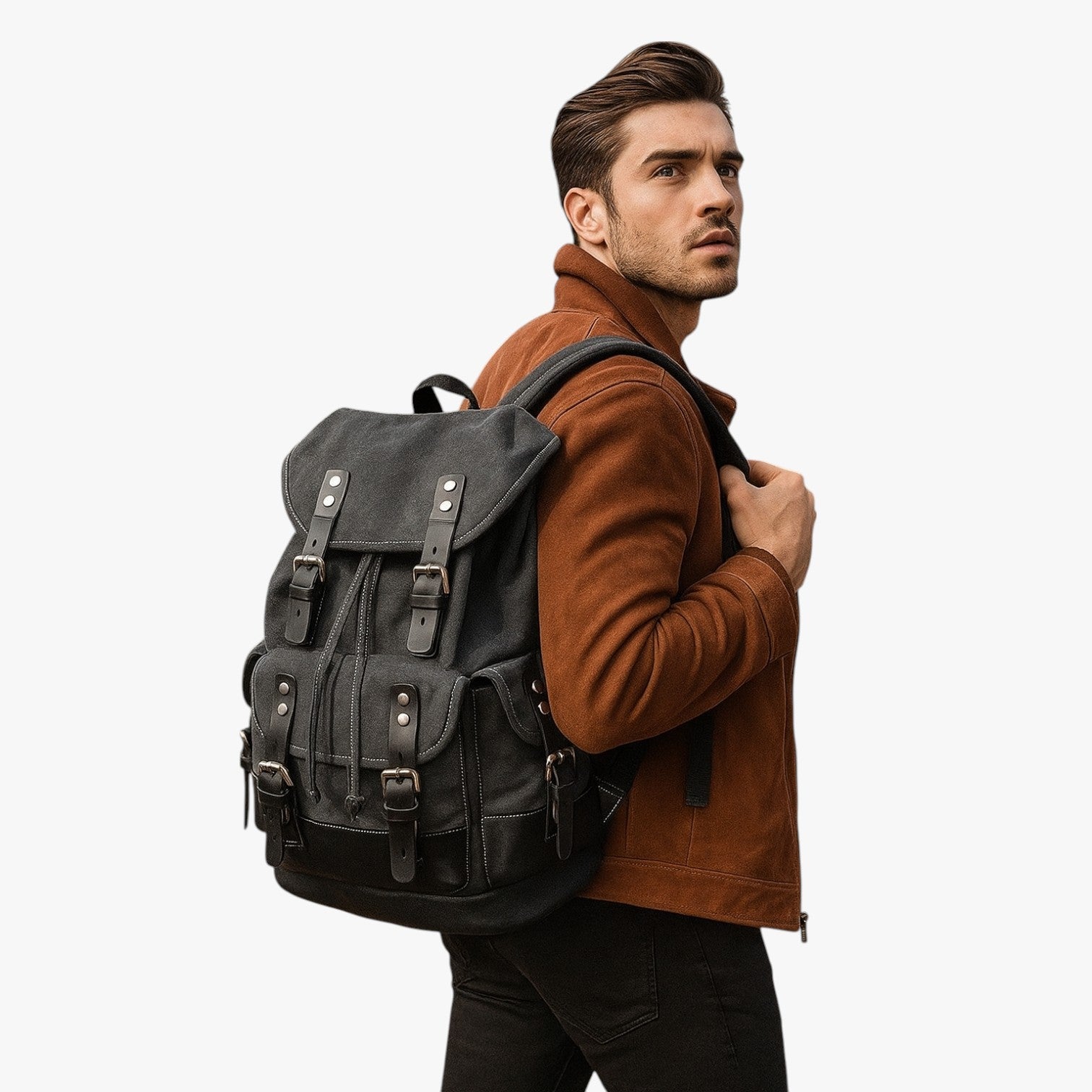 Conor | Zaino Escursionismo Tela e Pelle a Grande Capacità - - bag Bags bags for men mens bag - Concept Palermo