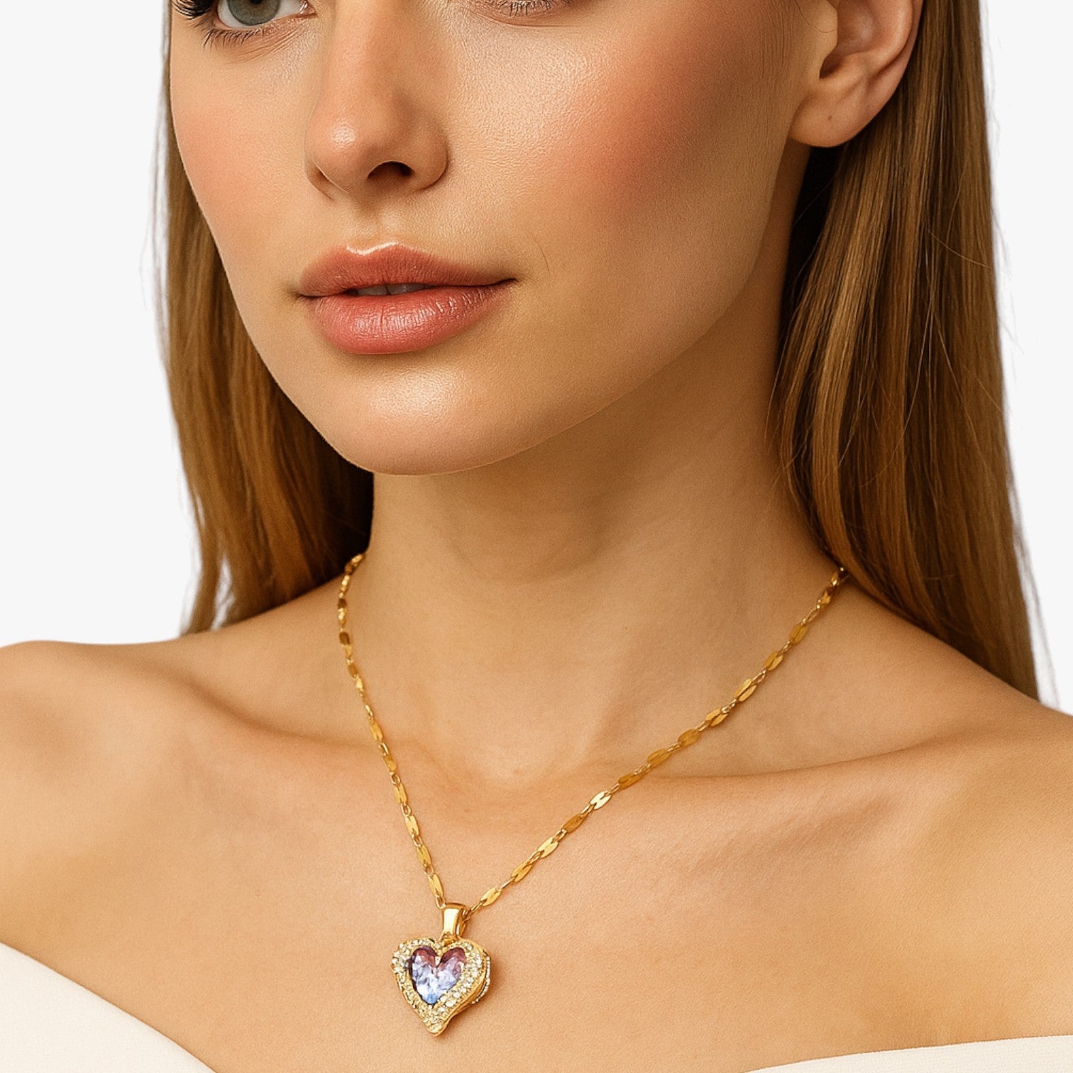 Zuri | Collana Cuore Oro con Cristalli Brillanti - - elegant womens necklaces Fashion Necklaces necklace NECKLACES Necklaces for Women - Concept Palermo