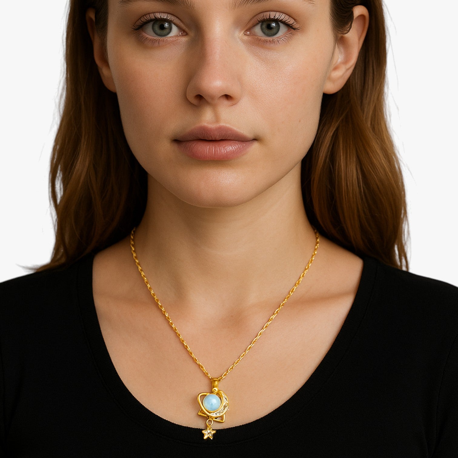 Ivanna | Collana romantica in acciaio inossidabile con luna e stella - - elegant womens necklaces necklace NECKLACES Necklaces for Women - Concept Palermo