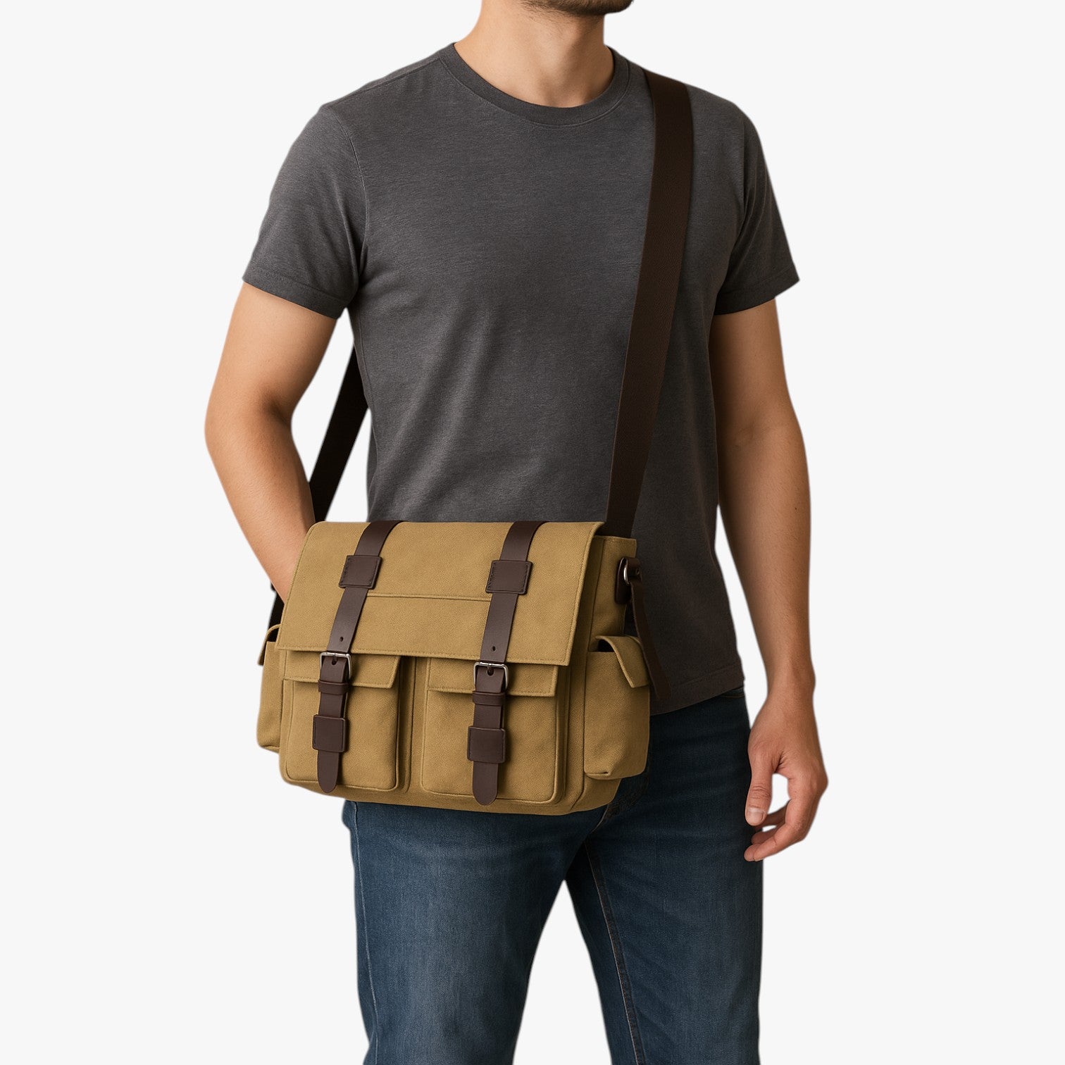 Harlan | Borsa a tracolla vintage in tela da uomo - - Bags bags for men Shoulder Bags - Concept Palermo
