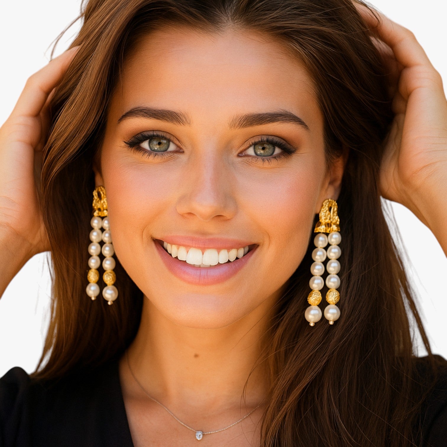 Briana | Orecchini a Strati con Perla & Nappa Eleganza Geometrica alla Francese - - EARRINGS Earrings for Women Girls New Fashion Earrings womens earring - Concept Palermo