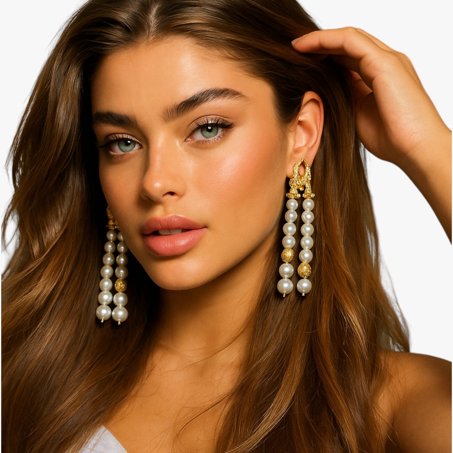 Briana | Orecchini a Strati con Perla & Nappa Eleganza Geometrica alla Francese - - EARRINGS Earrings for Women Girls New Fashion Earrings womens earring - Concept Palermo