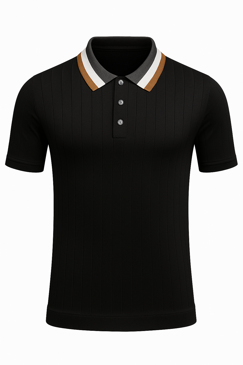 Dario | Polo a Costine con Colletto a Contrasto - Nero - men's polo men's polo shirt shirts & polos - Concept Palermo