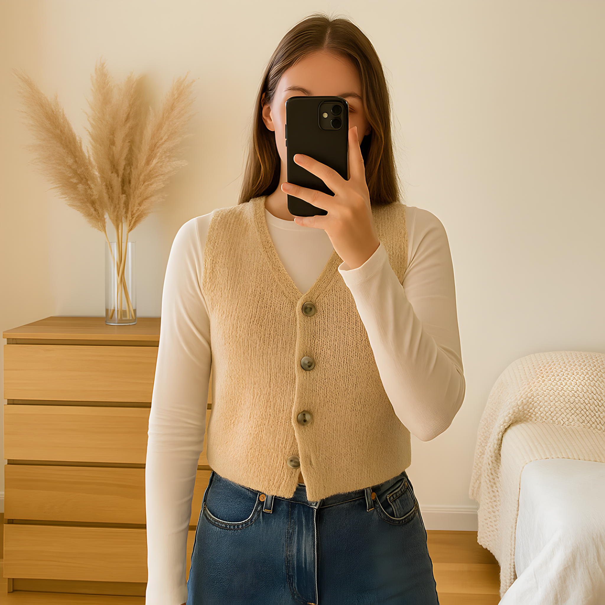Mirriam | Gilet in maglia beige - - vests - Concept Palermo