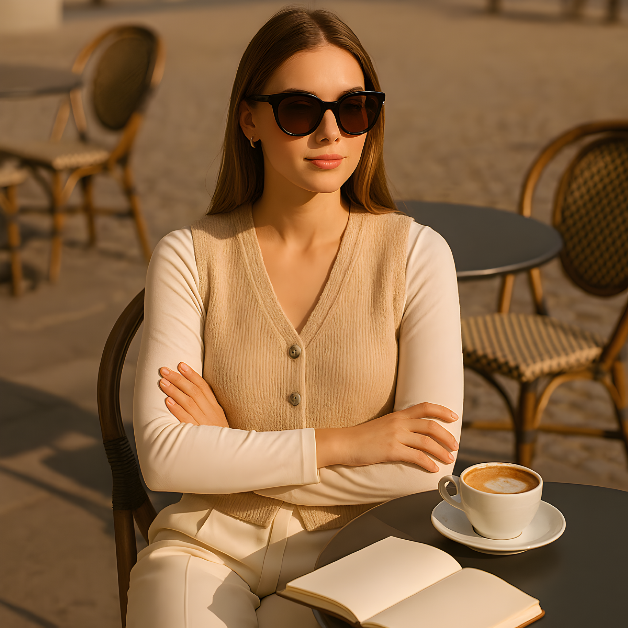 Mirriam | Gilet in maglia beige - - vests - Concept Palermo