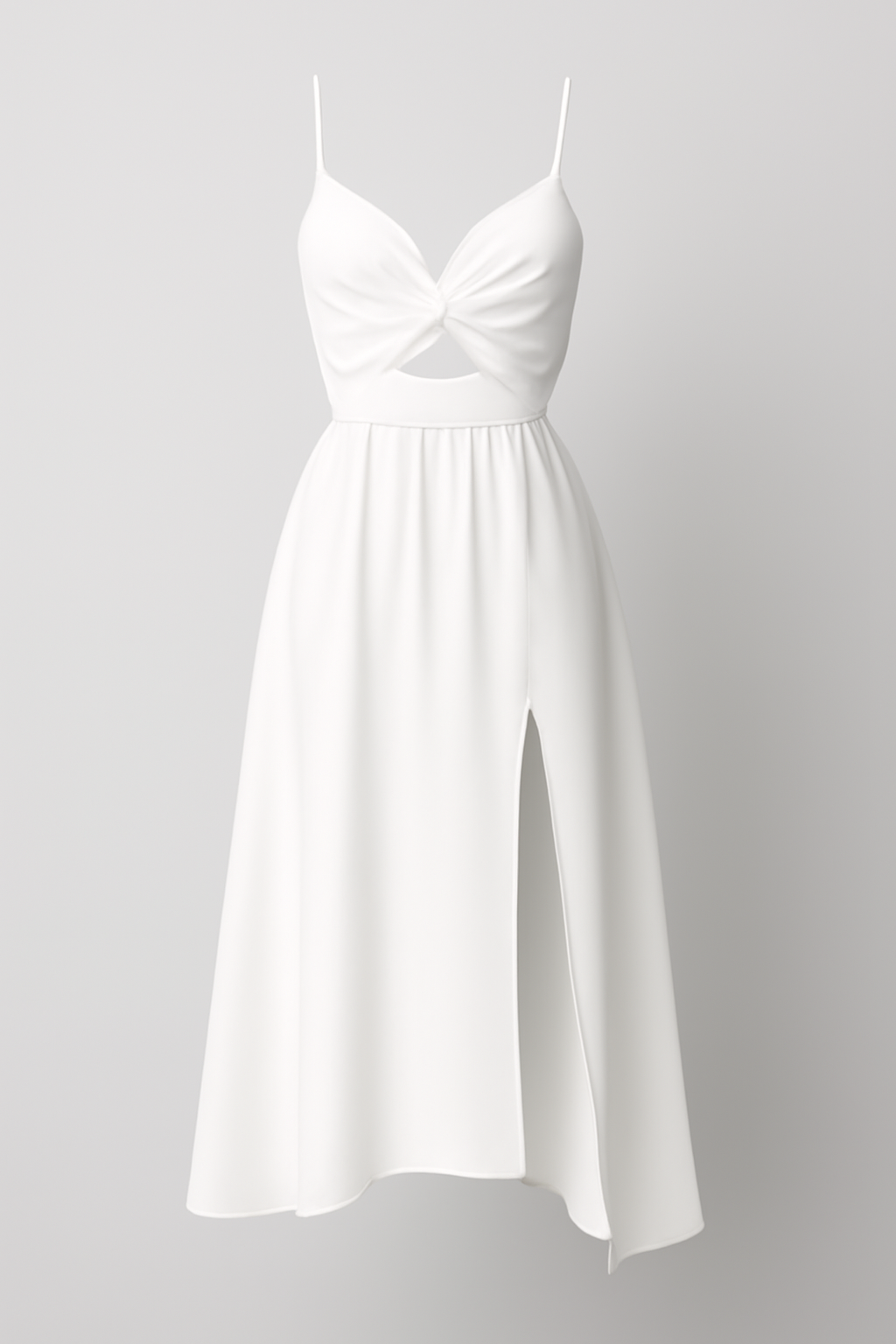 Rhea | Eleganza Abito Midi con Spacco e Spalline Sottili - Bianco - DRESS Dresses female dress Maxi dress Maxi Dresses Mini Dresses - Concept Palermo