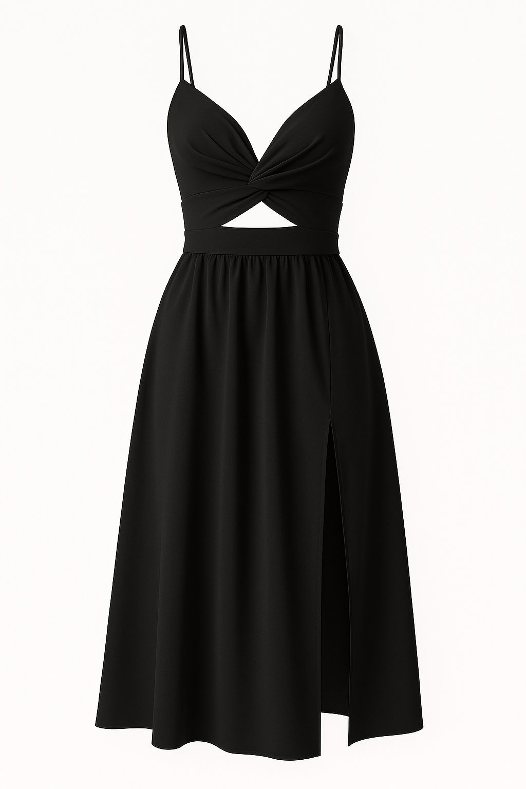 Rhea | Eleganza Abito Midi con Spacco e Spalline Sottili - Nera - DRESS Dresses female dress Maxi dress Maxi Dresses Mini Dresses - Concept Palermo