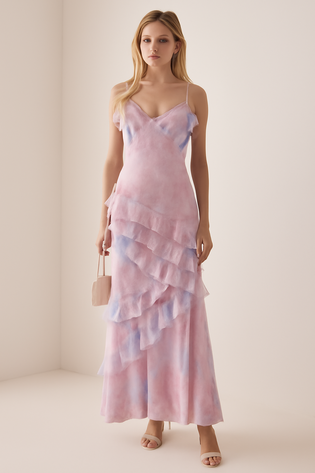 Penelope | Abito lungo con volant floreali – Eleganza morbida e sognante in tonalità pastello - - DRESS Dresses female dress Maxi Dresses - Concept Palermo