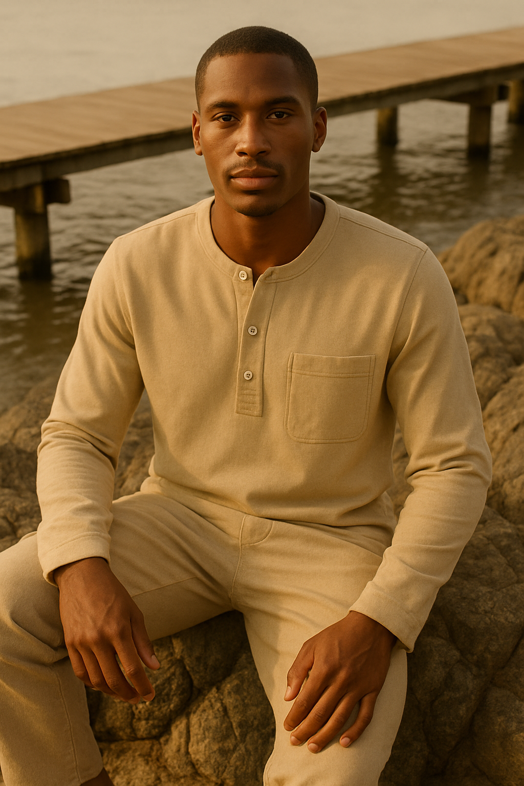 Roman | Maglia Henley Uomo a Maniche Lunghe – Stile Casual con Tasche e Colori Versatili - - men's polo men's polo shirt Shirts und Polos - Concept Palermo