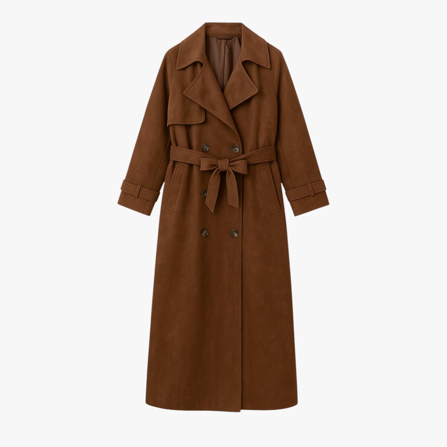Paulina | Cappotto in pelle scamosciata - Tessuto pregiato, taglio classico - L - - Concept Palermo