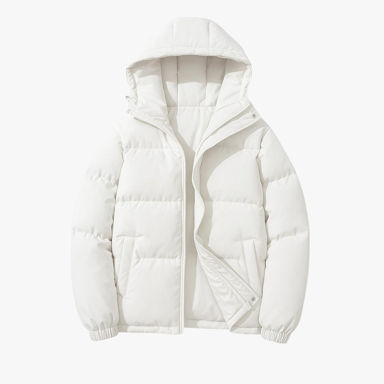 Emery | Giacca con cappuccio casual con zip - Beige bianco - Bequeme Passform Frauen Frauen Jacke Jacke Lässig Mode Stilvoll StilvolleJacke - Concept Palermo