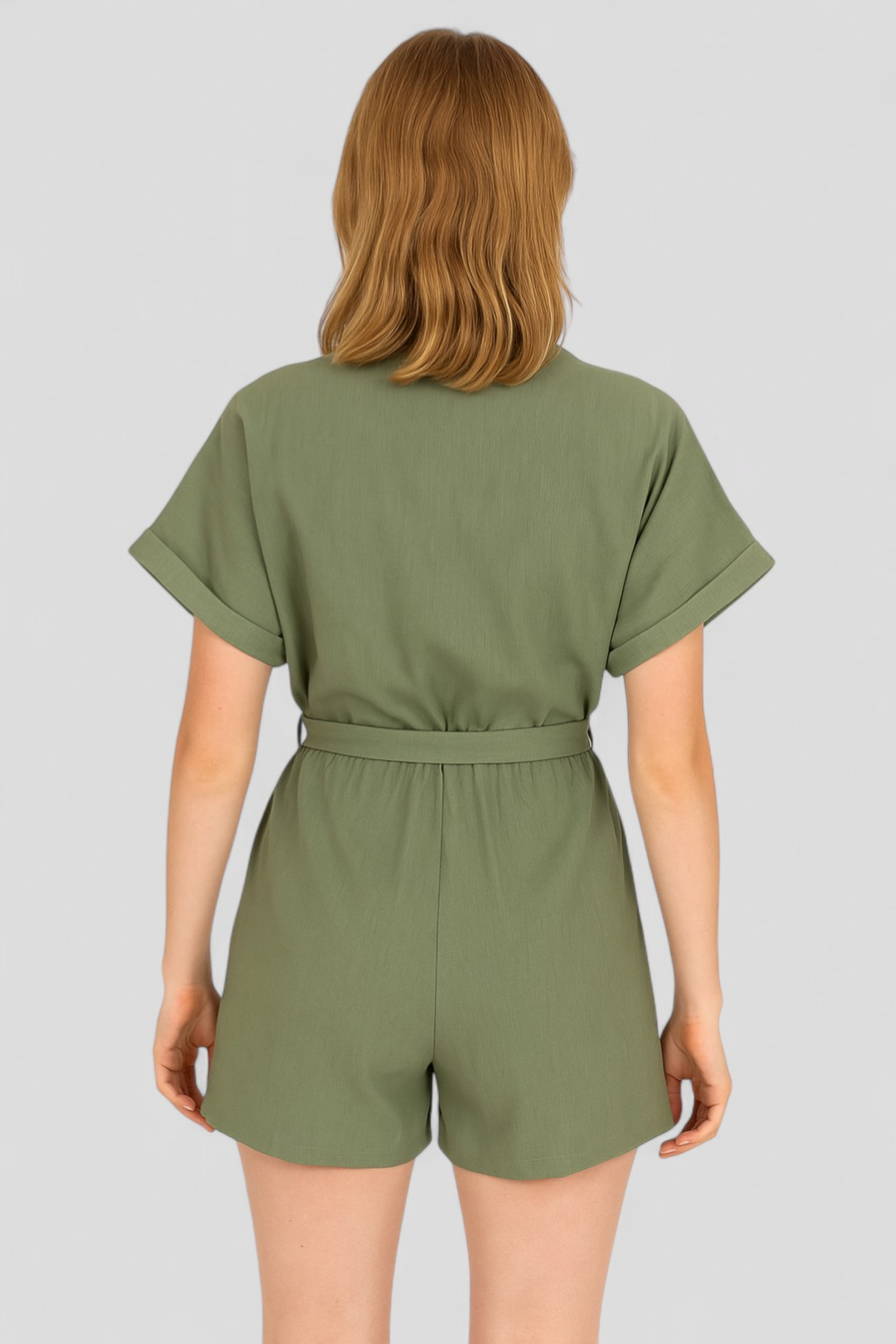 Martina | Jumpsuit Estivo in Lino per Donna - - abbigliamento estivo cintura in vita design raffinato elegante forte freschezza lino look casual maniche corte occasioni informali playsuit estivo versatile - Concept Palermo