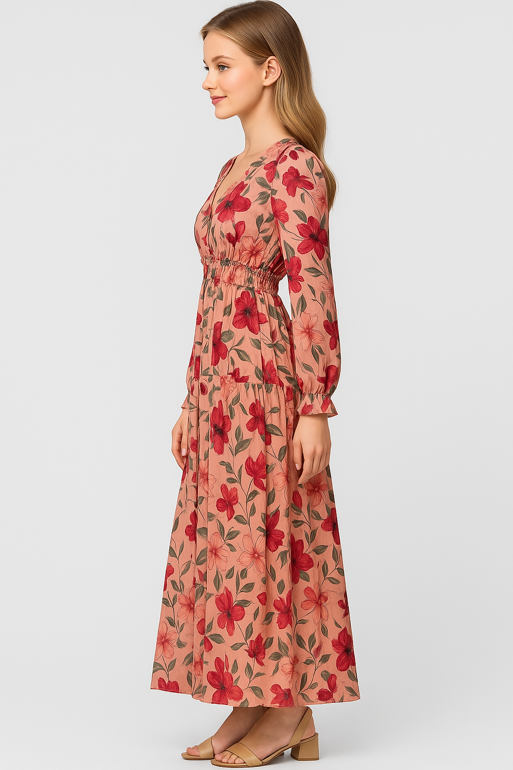 Greta | Abito Maxi Elegante con Motivo Floreale - - abito da cerimonia abito floreale abito maxi lunghe abito scollatura a V moda estate 2023 night out dress stile casual elegante tessuto leggero vestito elegante estivo vestito versatile - Concept Palermo