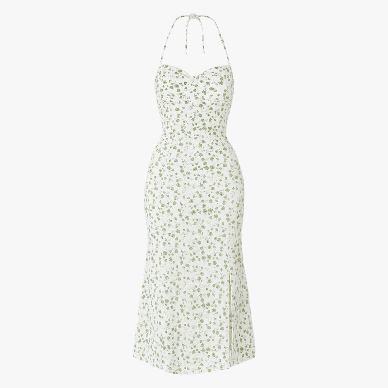 Sofia | Elegante abito da sera in pizzo senza schiena con scollo a halter - Verde - - Concept Palermo