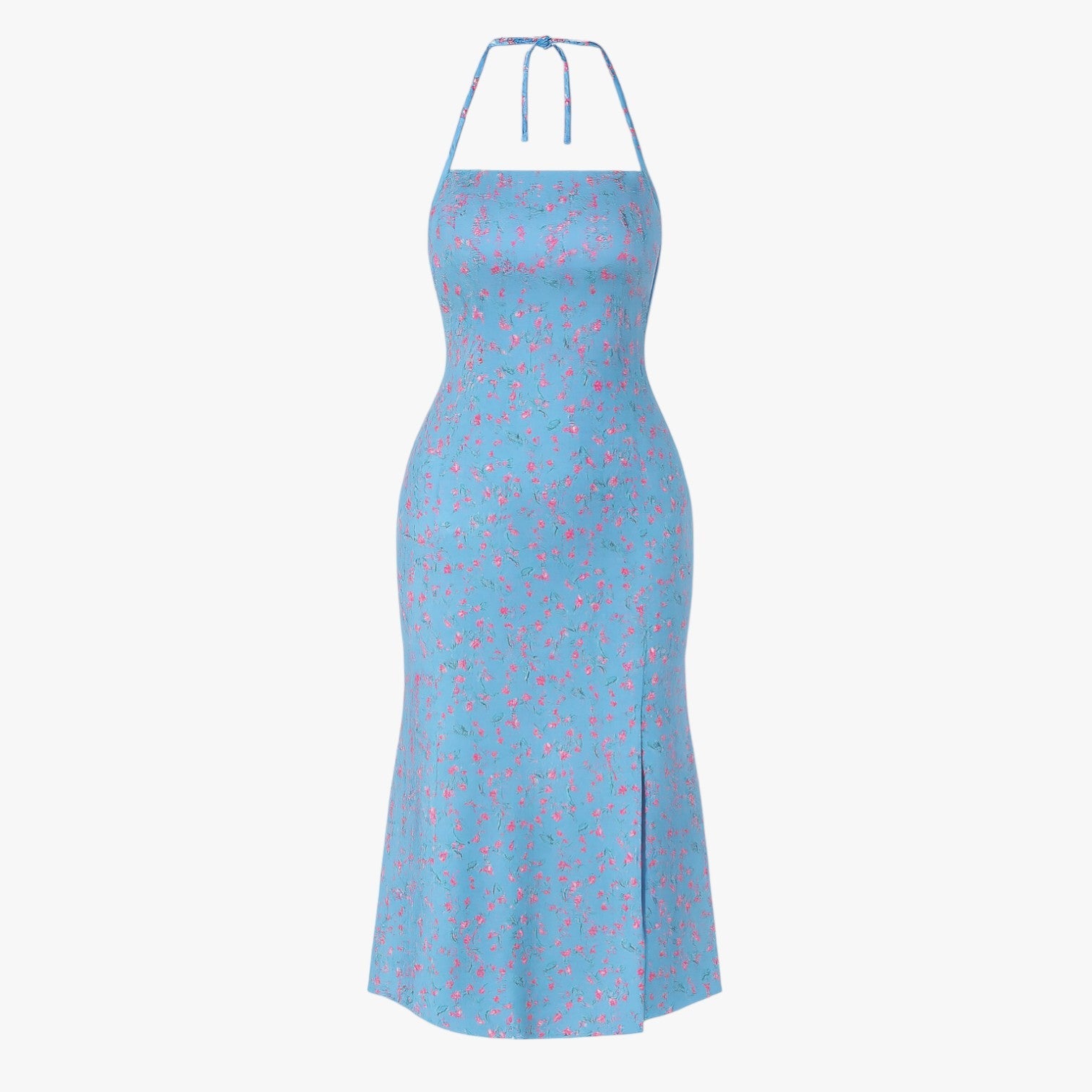 Sofia | Elegante abito da sera in pizzo senza schiena con scollo a halter - Blu - - Concept Palermo