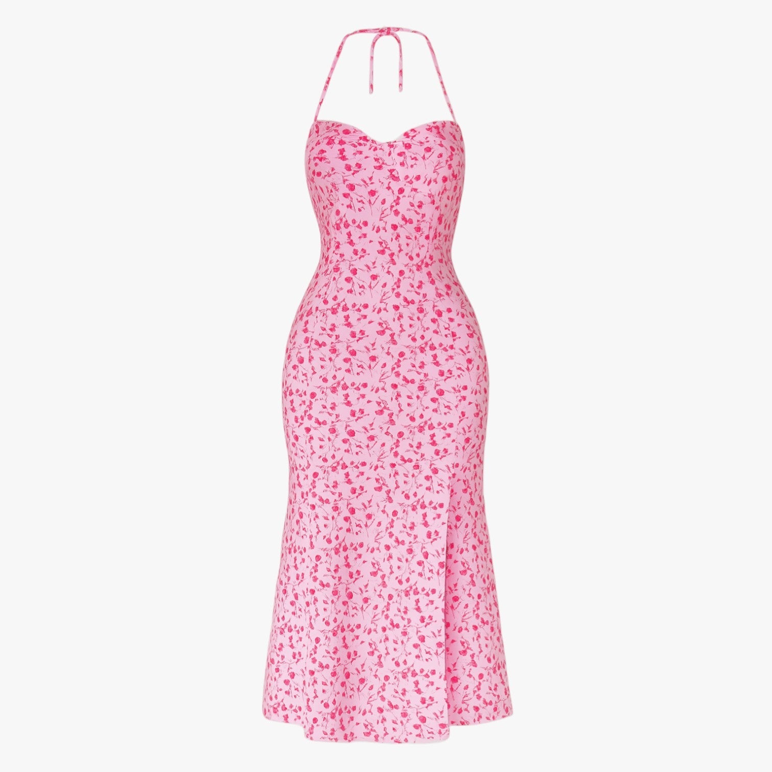 Sofia | Elegante abito da sera in pizzo senza schiena con scollo a halter - Rosa - - Concept Palermo