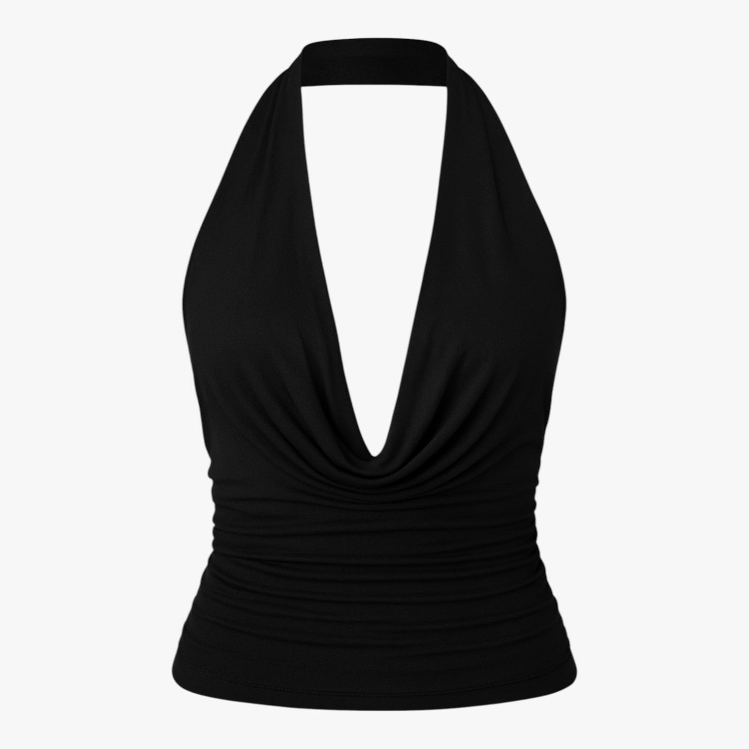 Luna | Top a collo halter senza cuciture per l'estate e lo stile street - Nero - - Concept Palermo