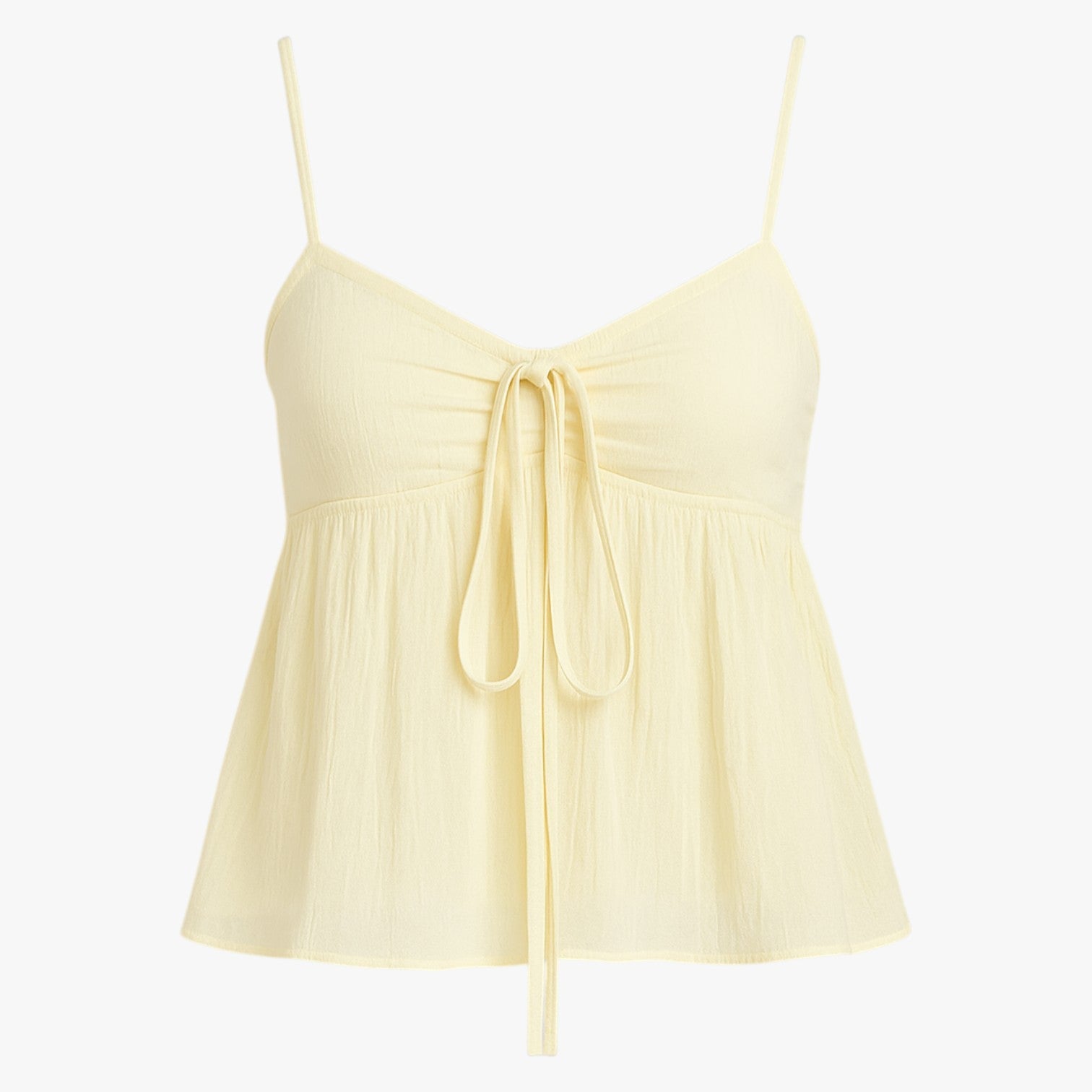 Hana | Top babydoll di lino con volant e allacciatura frontale - beige - - Concept Palermo