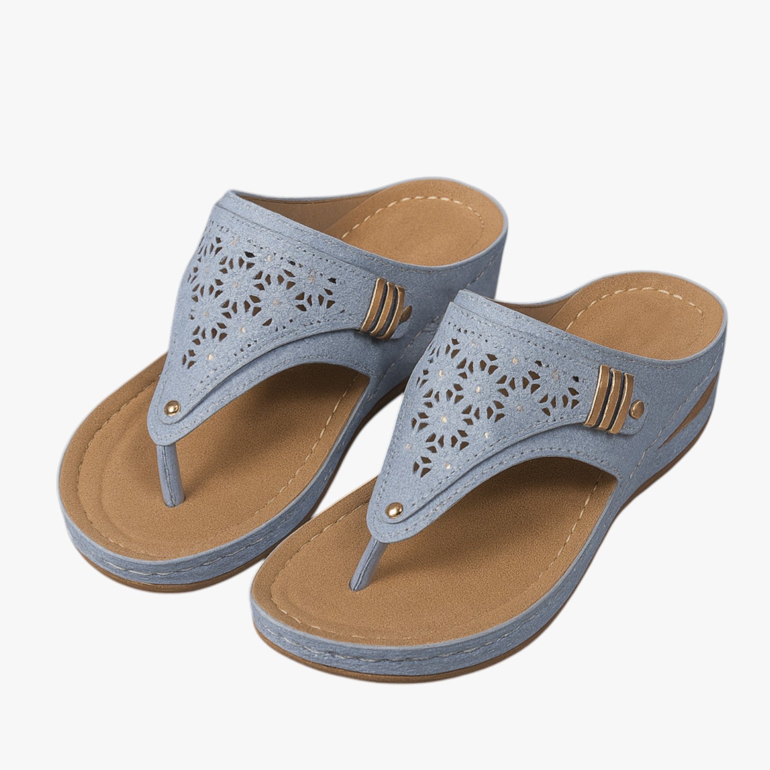 Julia | Sandali Ortopedici Donna Morbidi, Antiscivolo e con Zeppa Estiva - Azzurro cielo - breathable sandals easy wear sandals fashion sandals stylish sandals - Concept Palermo